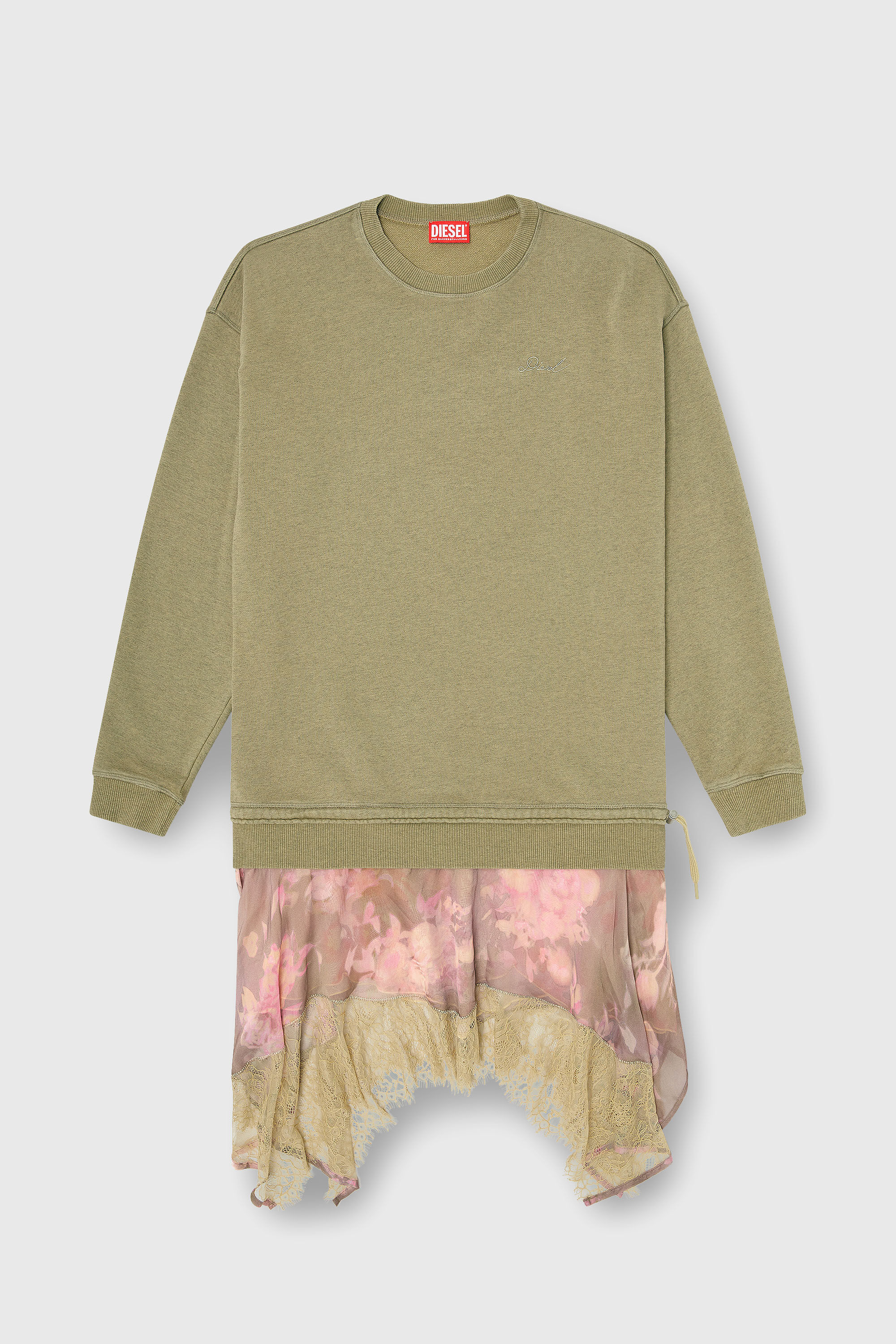 Diesel - D-ORELY, Vestido sudadera con falda de gasa y encaje Mujer in Multicolor - 2