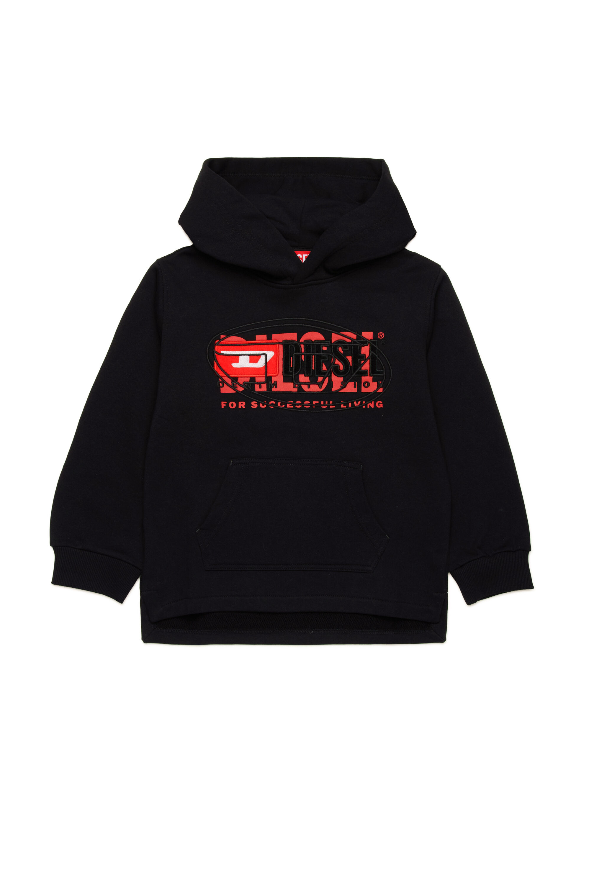 Diesel - SBAXTHOOD OVER, Sudadera con capucha con logotipos superpuestos Hombre in Negro - 1