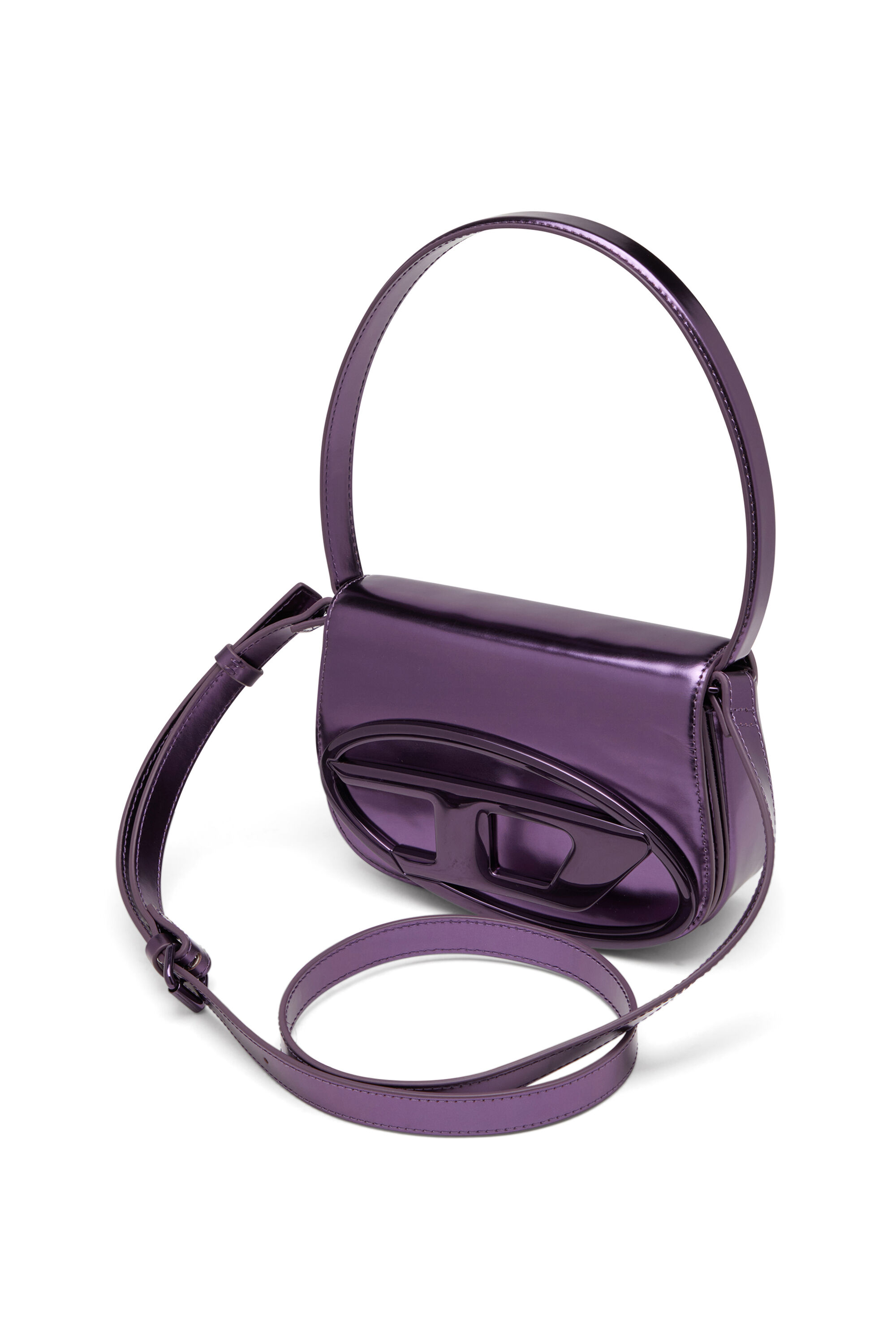 Diesel - 1DR, 1DR-Bolso icónico de hombro redondo de cuero espejado Mujer in Morado - 2