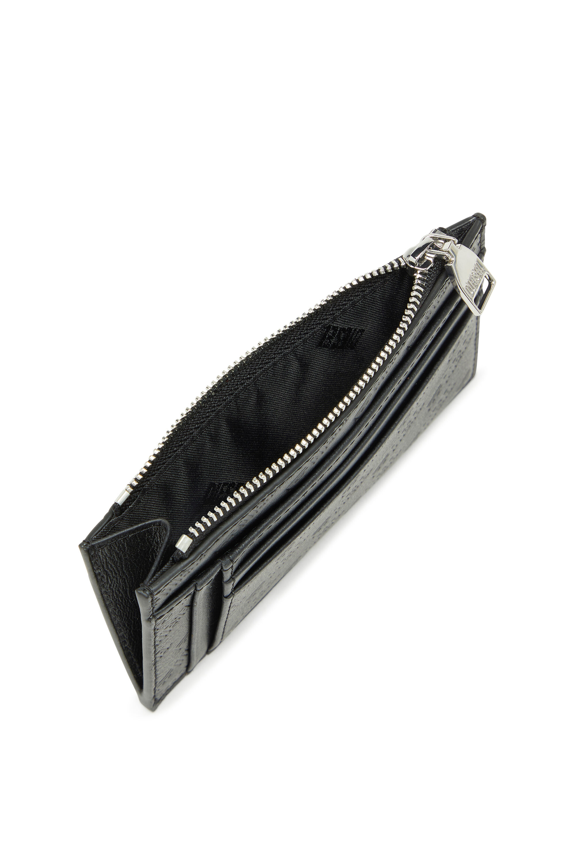 Diesel - MONOGRAM CARD CASE VI, Tarjetero de piel repujada con bolsillo con cremallera Hombre in Negro - 3