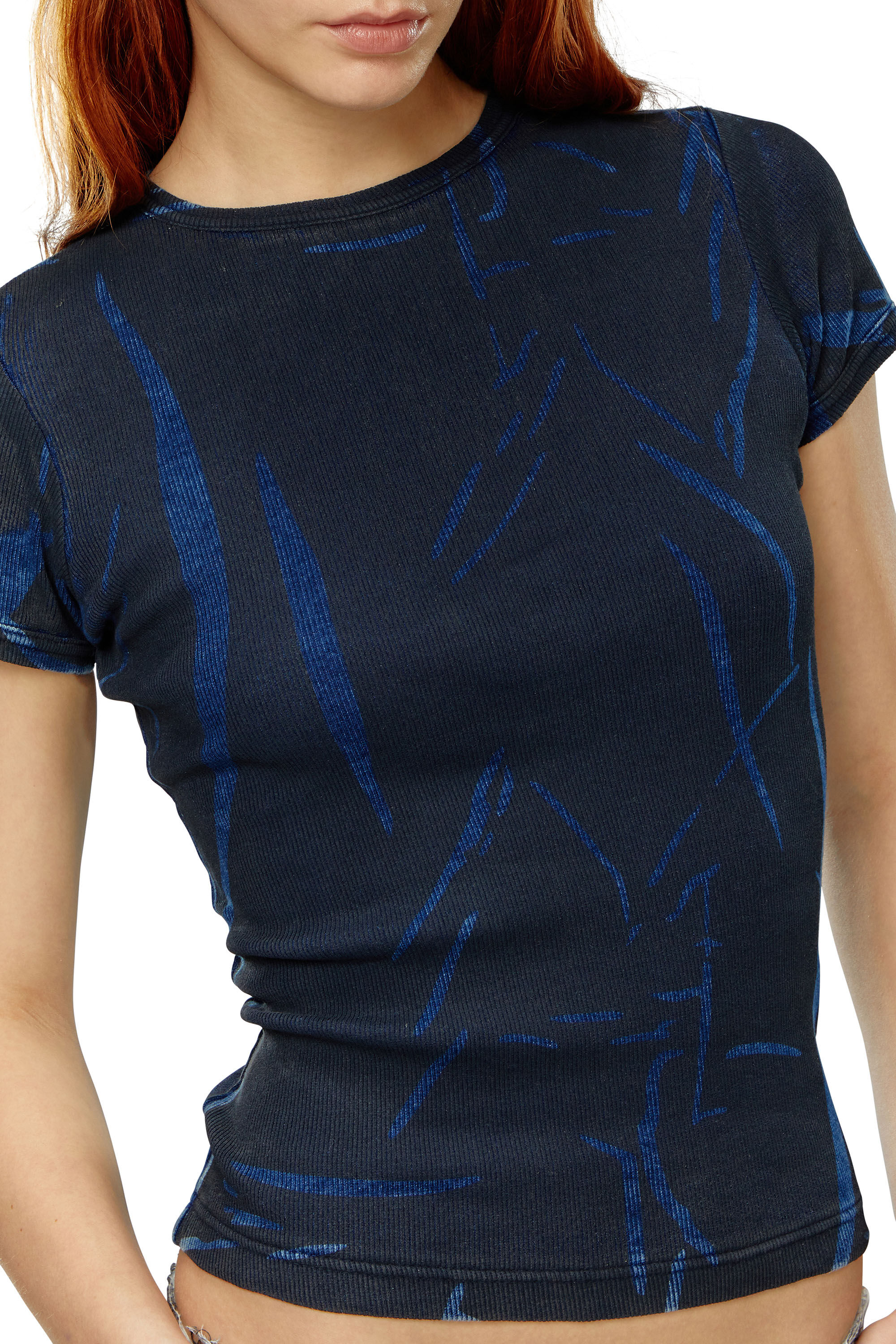 Diesel - DTO-D-DREW, Mujer Camiseta con estampado de pliegues in Azul marino - Image 5