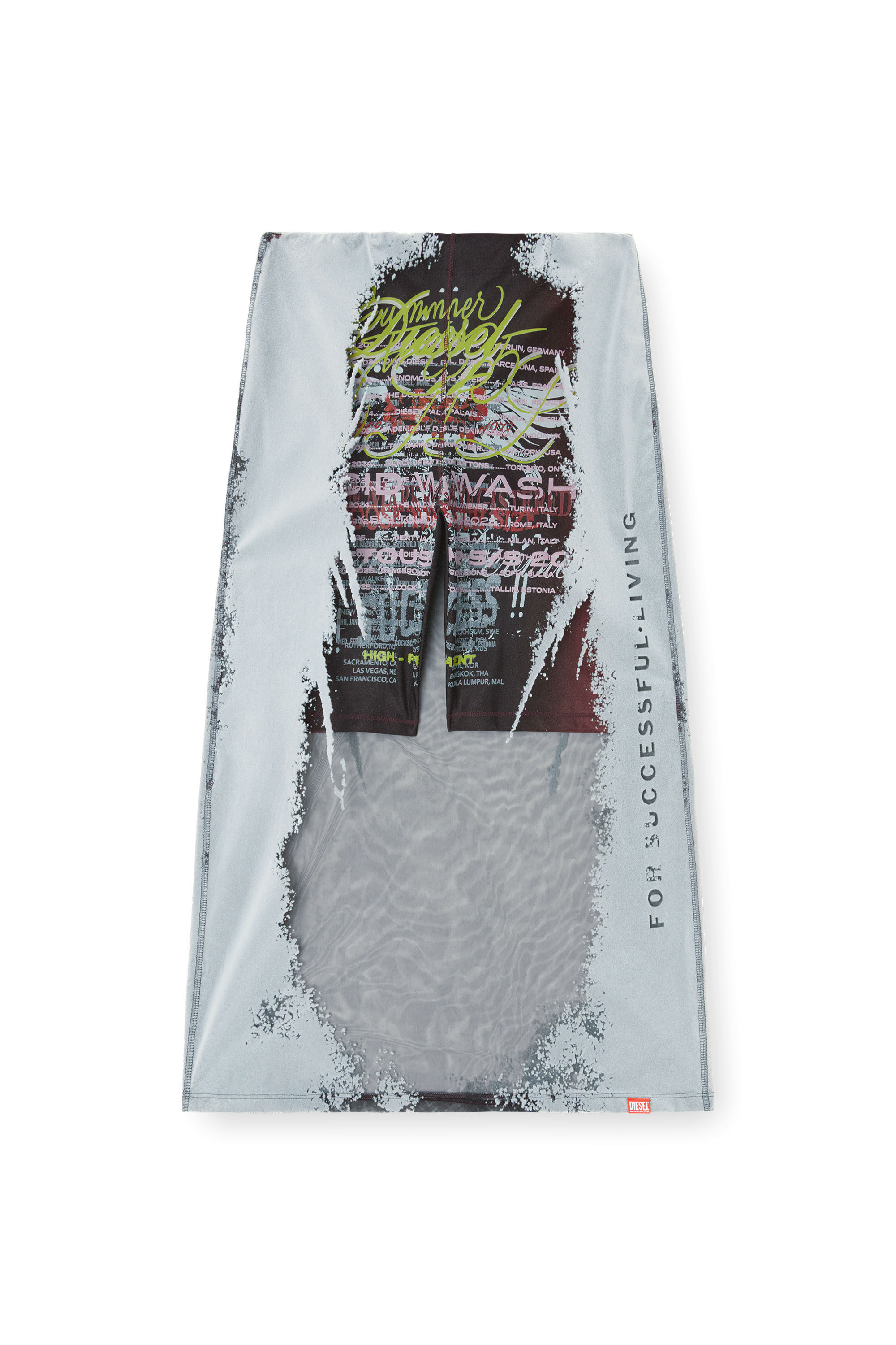 Diesel - O-LYAC, Falda midi con estampado de letras de canciones a capas Mujer in Multicolor - 2