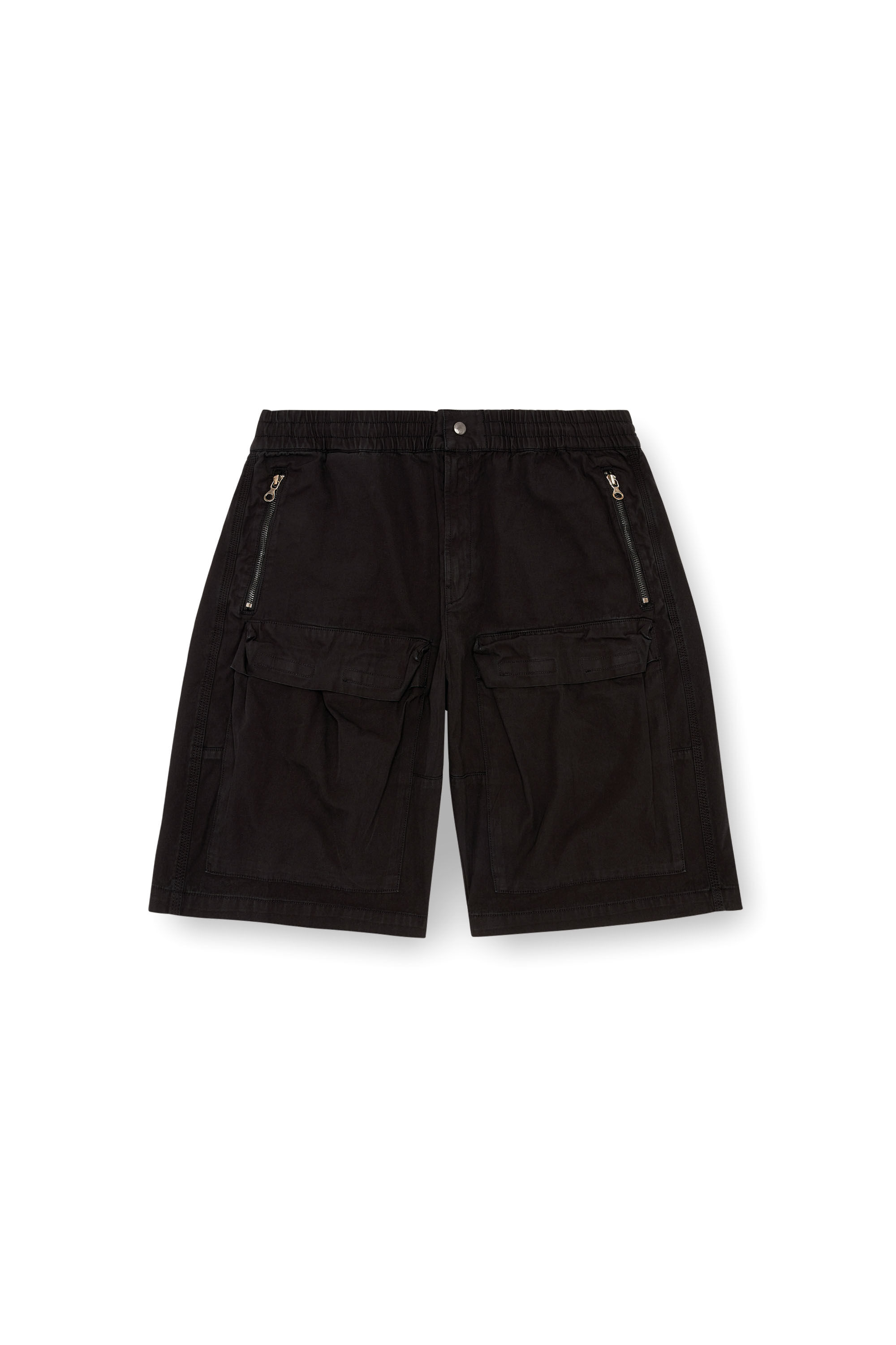 Diesel - P-BEECK-SHORT, Hombre Pantalones cortos cargo de algodón orgánico desteñido in Negro - Image 2