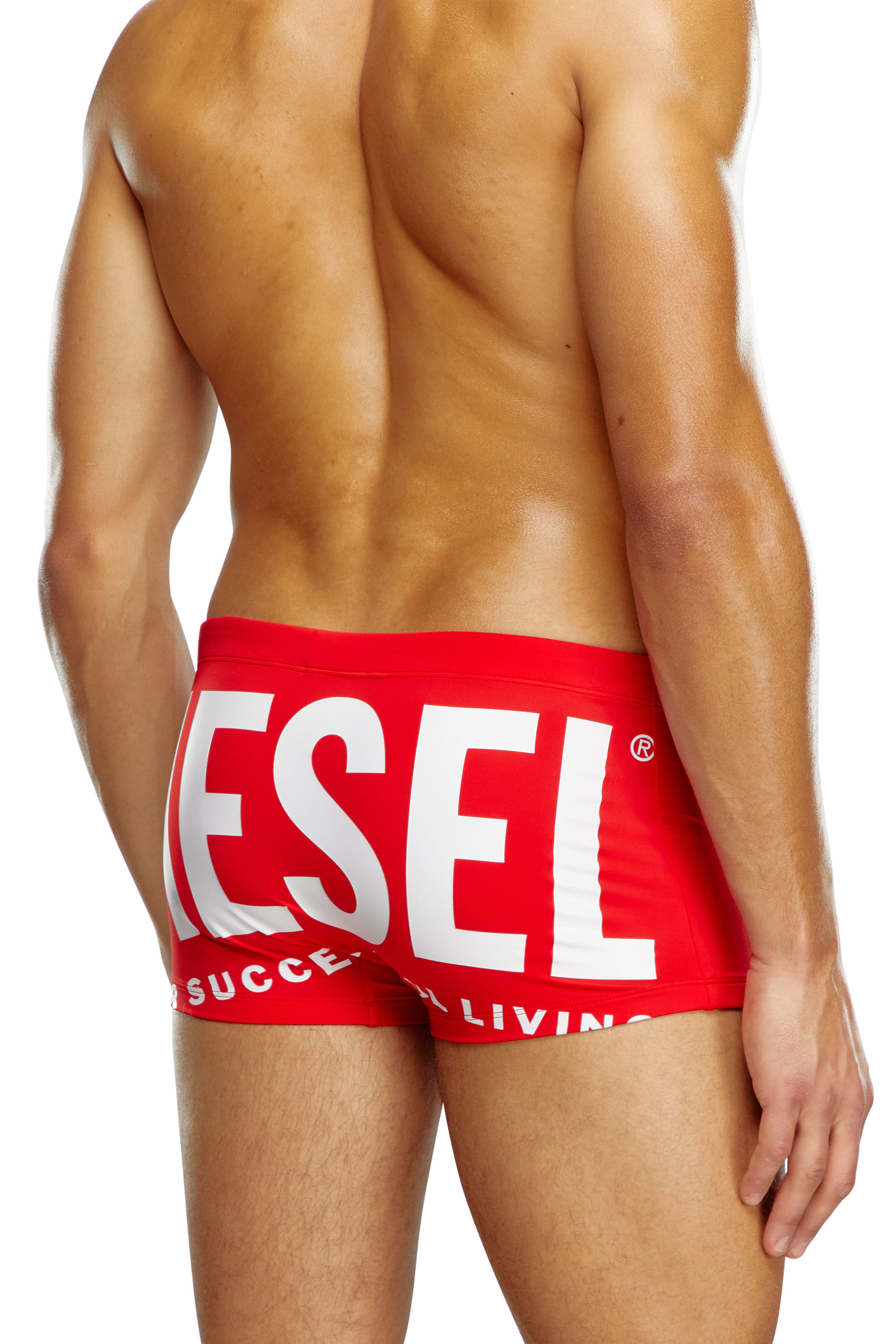 Diesel - BMBX-BRAD, Hombre Bóxers ajustados de baño con estampado del logotipo en la parte trasera in Rojo - Image 3