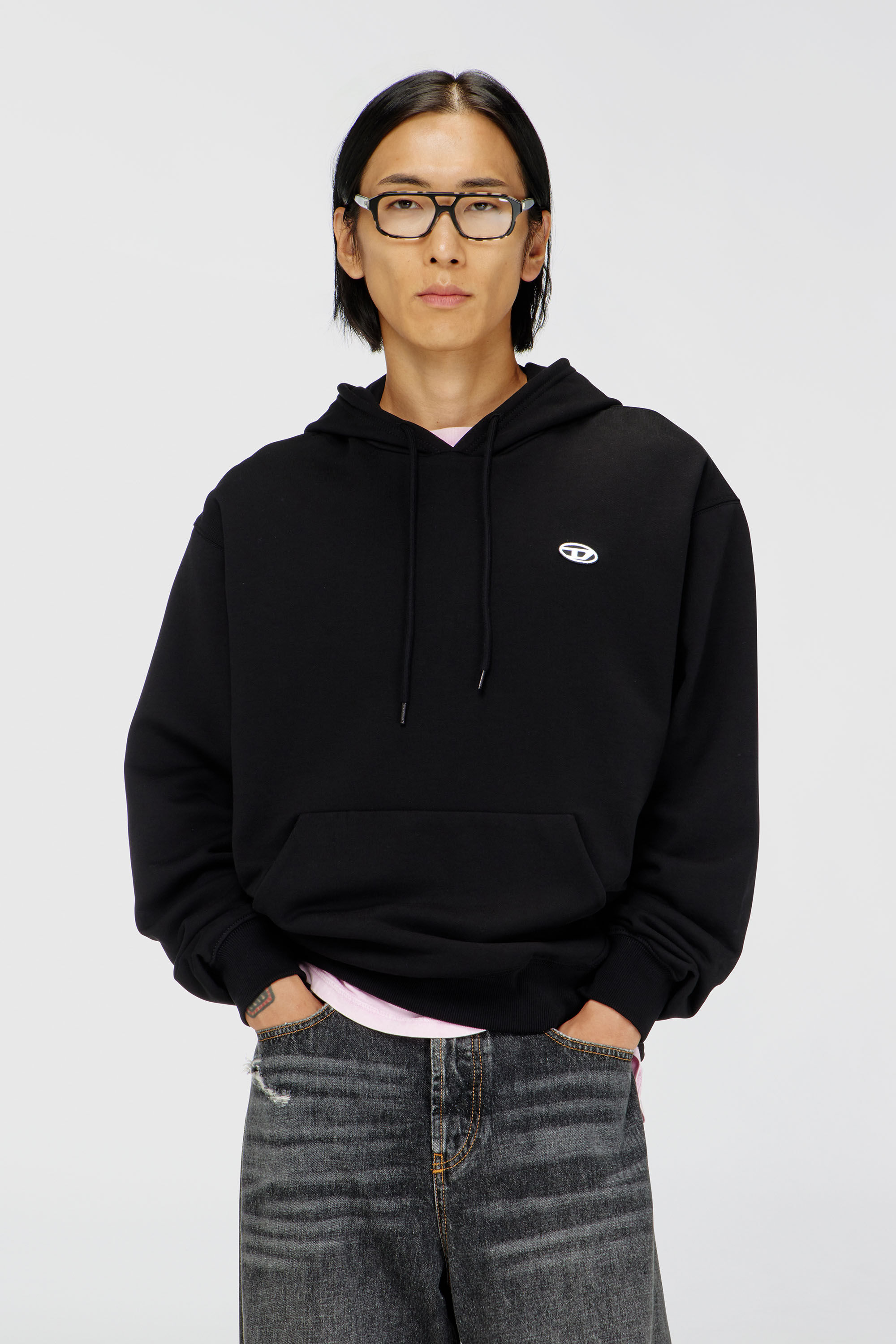 Diesel - S-LUK-H-MOON-T92, Sudadera con capucha con logotipo Oval D Hombre in Negro - 3