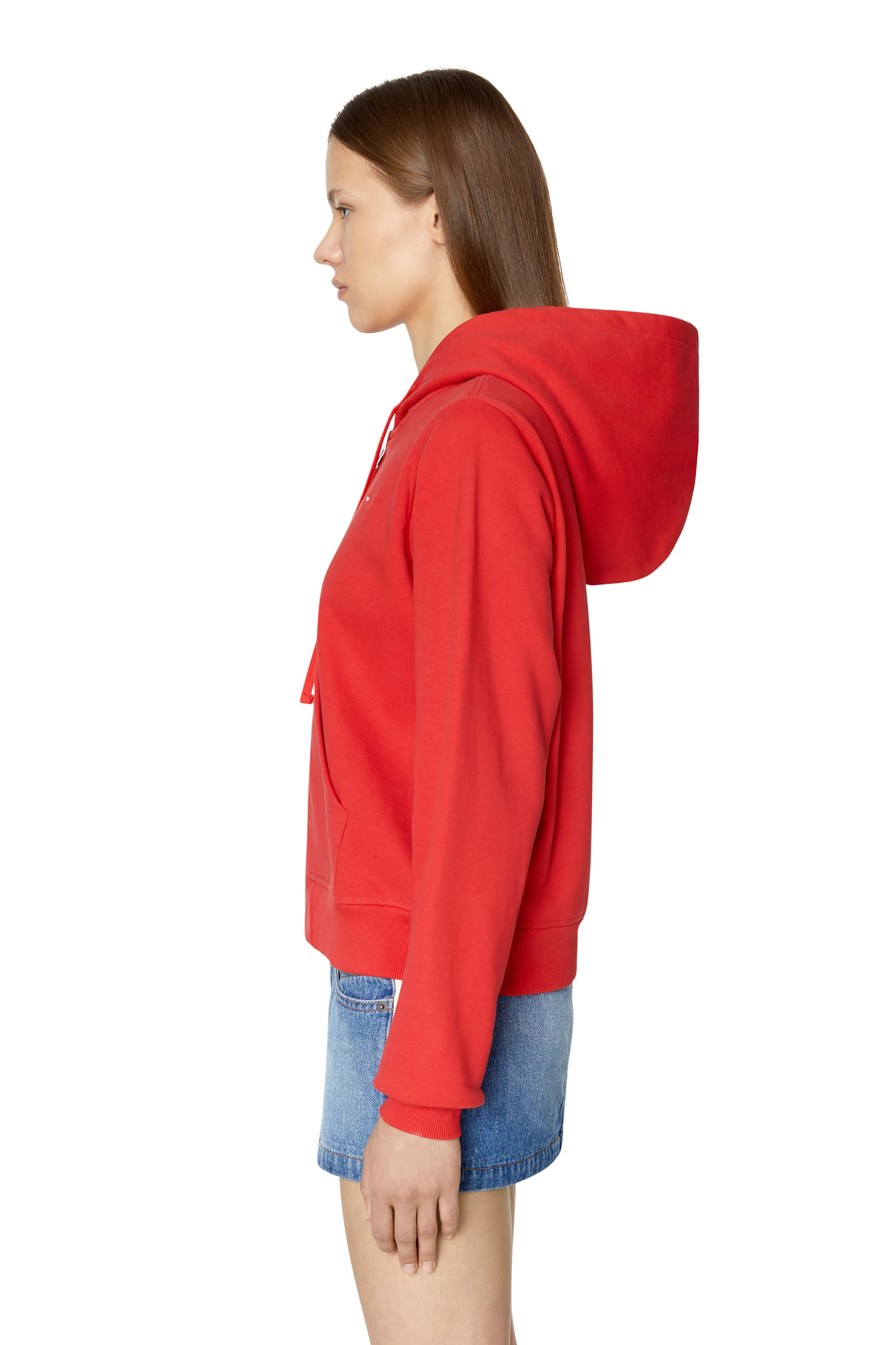 Diesel - F-REGGY-HOOD-ZIP-MICRODIV, Woman Hoodie with embroidered micro logo in Red - Image 5