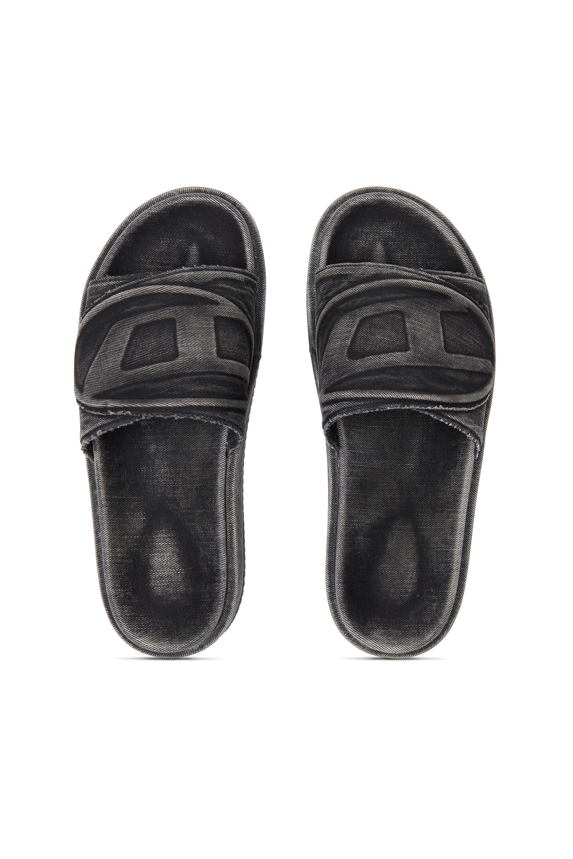 Diesel - SA-SLIDE D OVAL, Sa-Slide D-Chanclas de denim con correa en relieve Unisex in Negro - 4