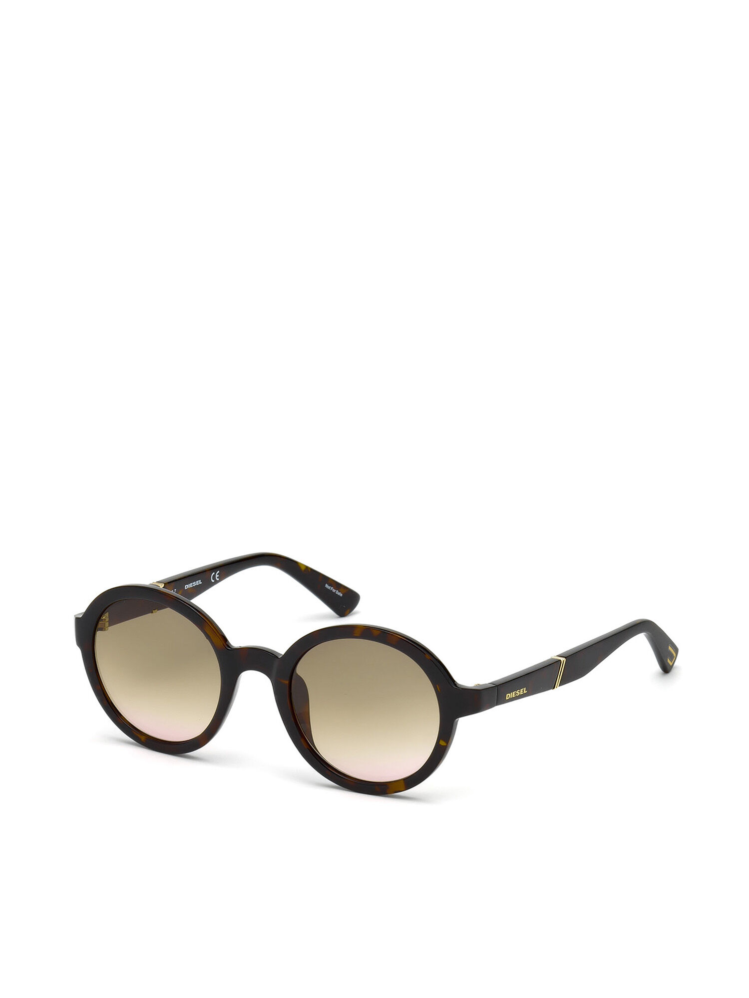 Diesel - DL0264, Gafas de montura redonda con detalle diagonal Unisex in Marrón - 2