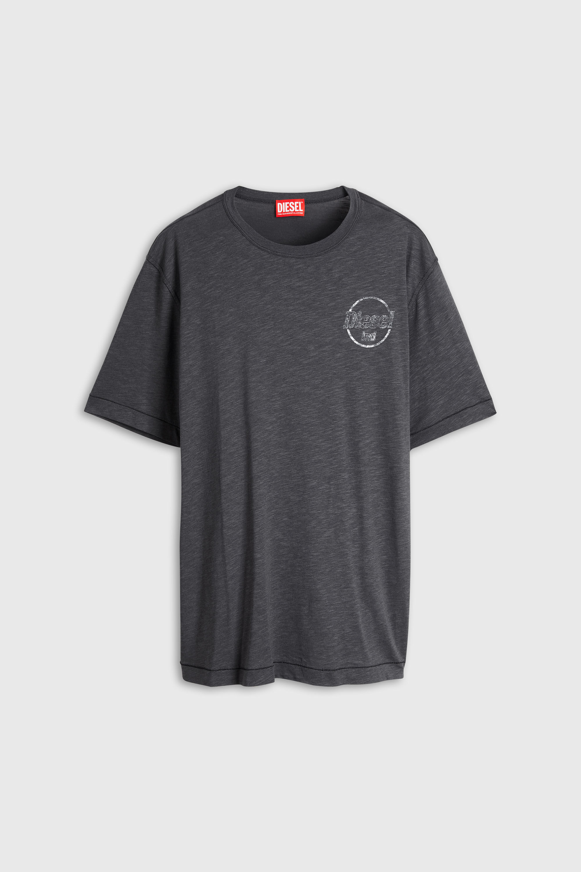 Diesel - T-ADJUST-B11, Man's T-shirt in slub jersey with crack print in Dark grey - 2