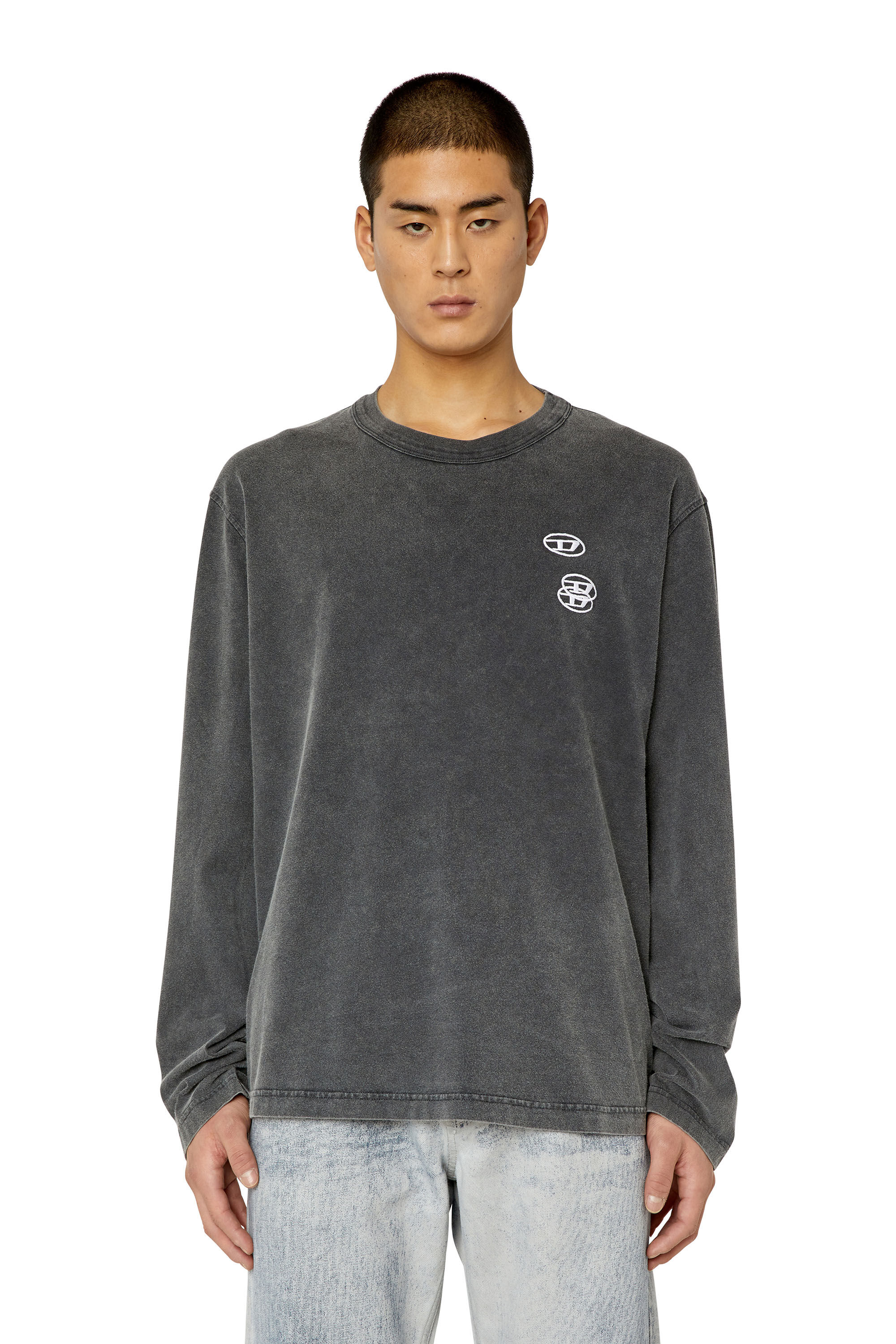 Diesel - T-CRANE-LS-SLITS, Camiseta con triple bordado de logotipo Hombre in Negro - 3