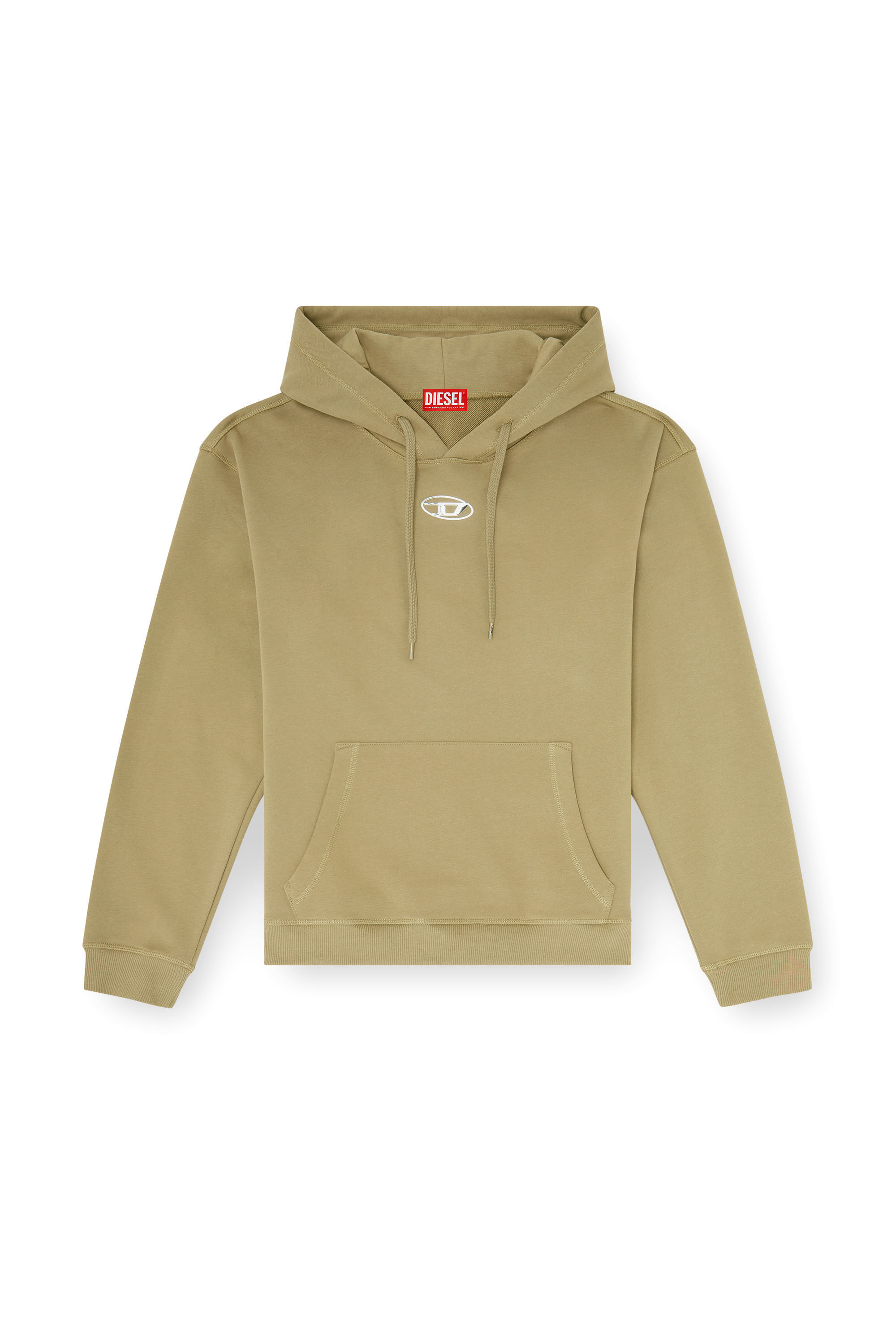 Diesel - S-NORM-HOOD-IOD, Sudadera con capucha de algod&oacute;n con Oval D met&aacute;lico. Hombre in Verde - 2