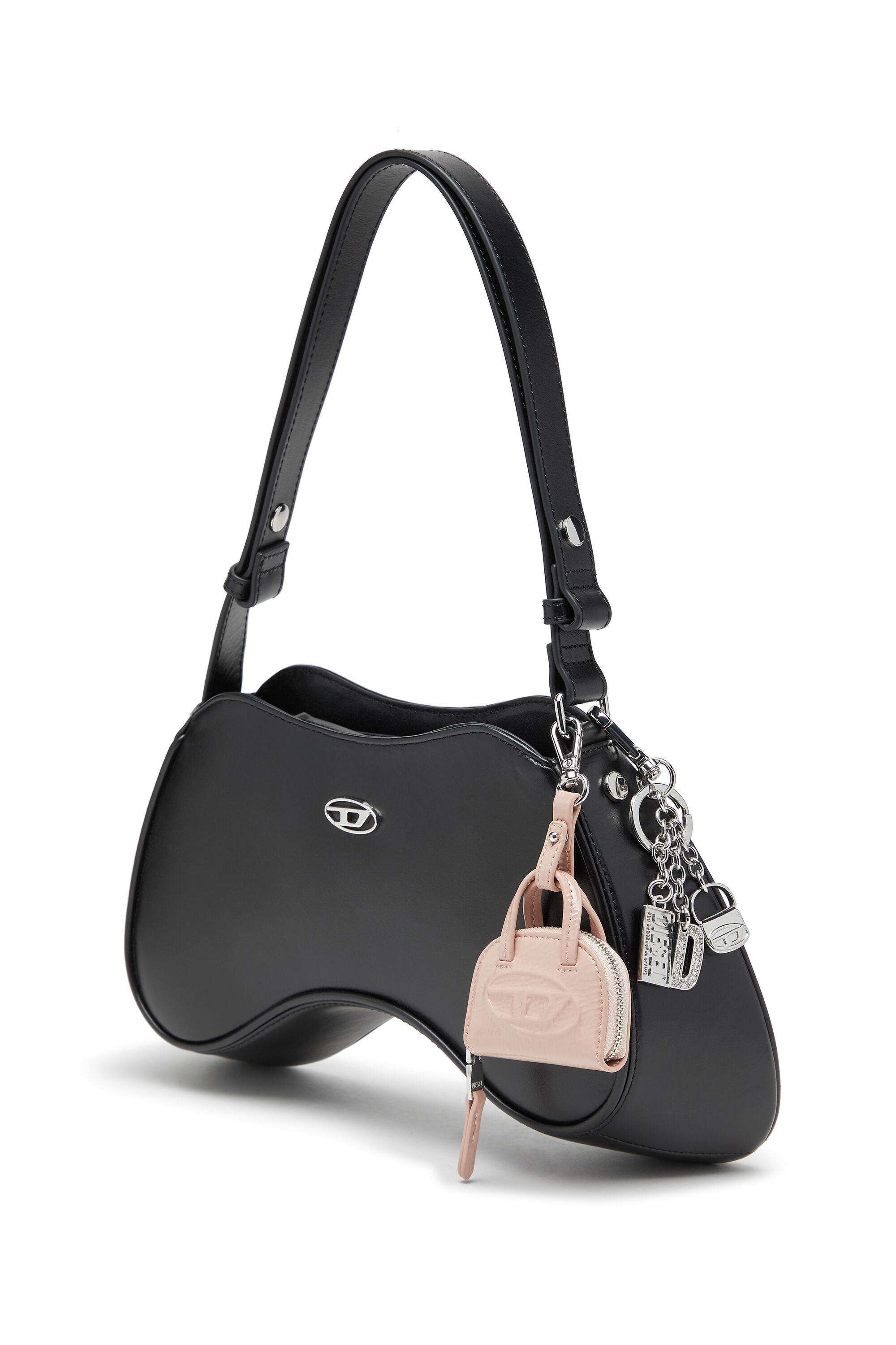 Women's Play-Semi gloss leather shoulder bag | Black | Diesel