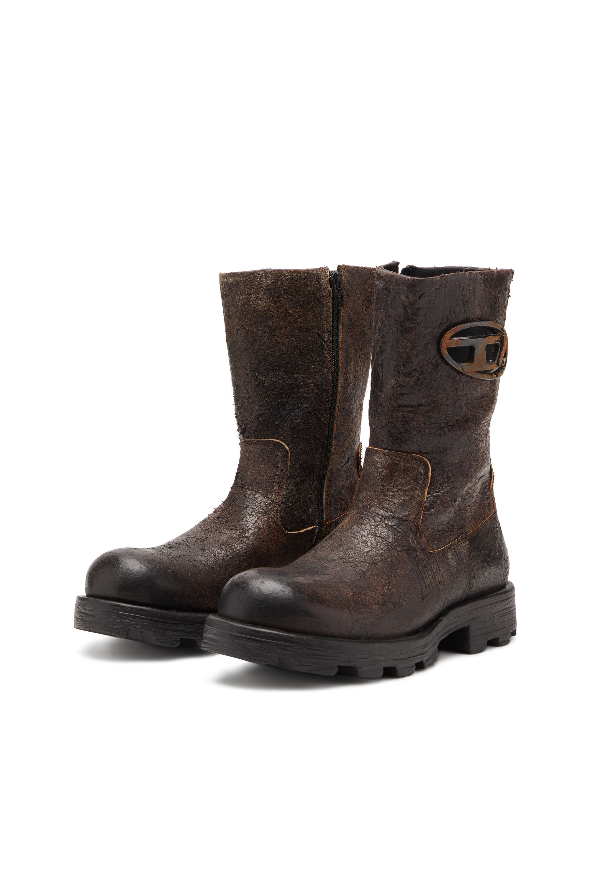 Diesel - D-HAMMER BKR D W, D-Hammer-Botas tipo motorista de ante craquelado desgastado Mujer in Marrón - 8