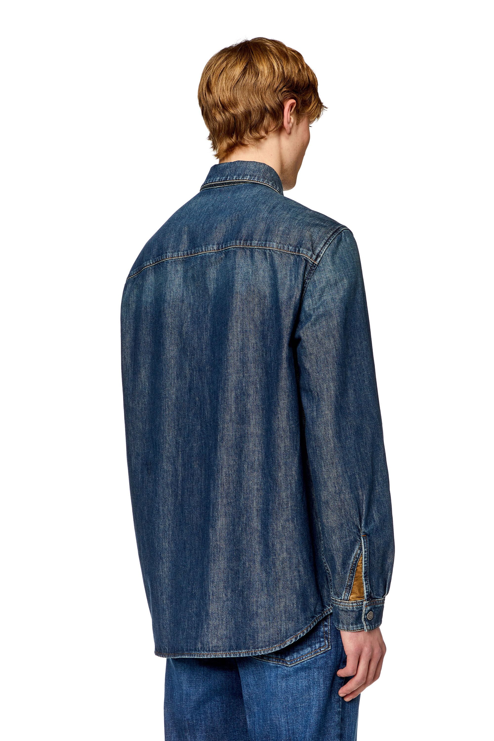 Diesel - D-SIMPLY-RS-D, Camisa de denim con paneles en contraste Hombre in Azul marino - 3