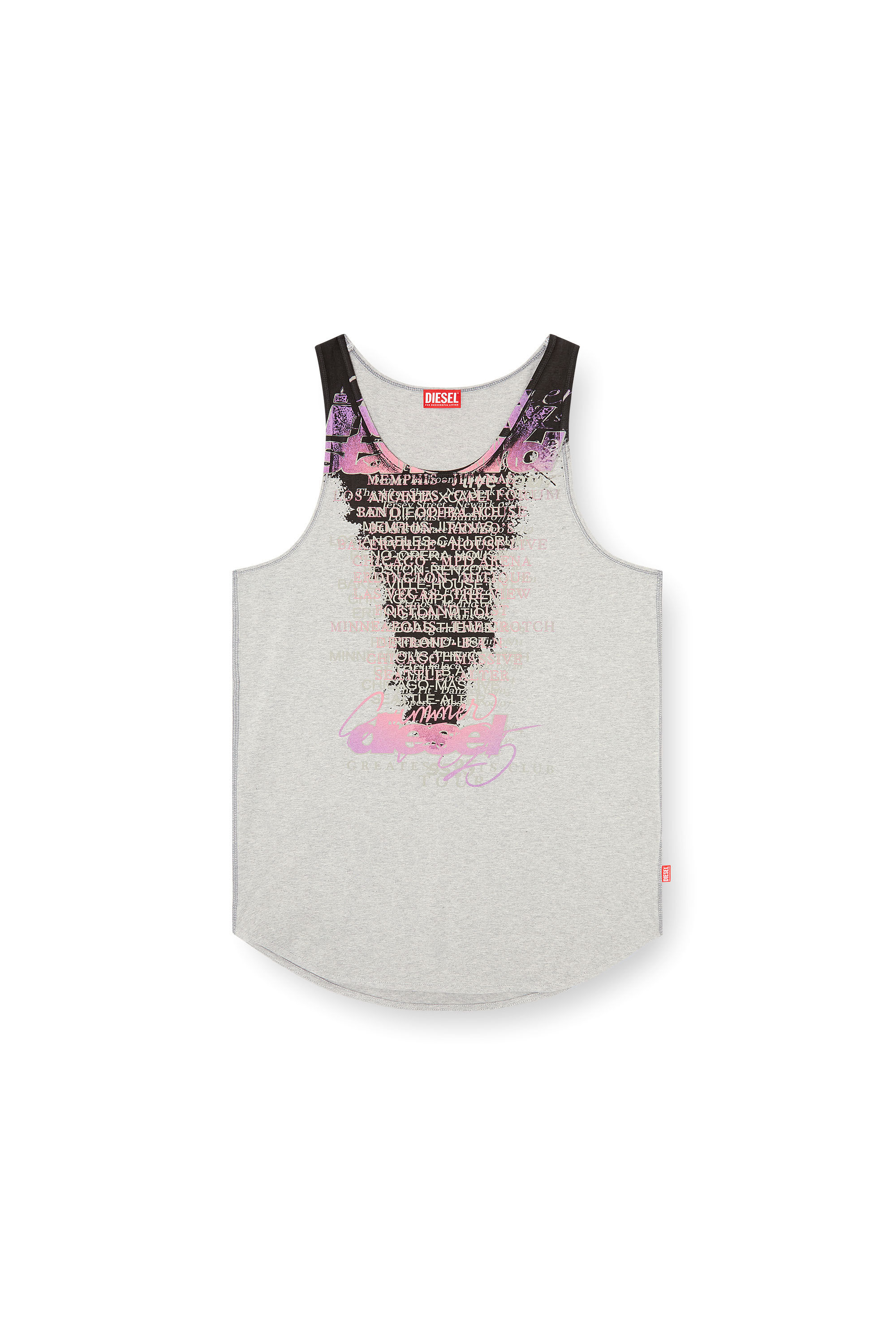 Diesel - T-SHAN, Camiseta de tirantes con estampado de letras de canciones Unisex in Gris - 2