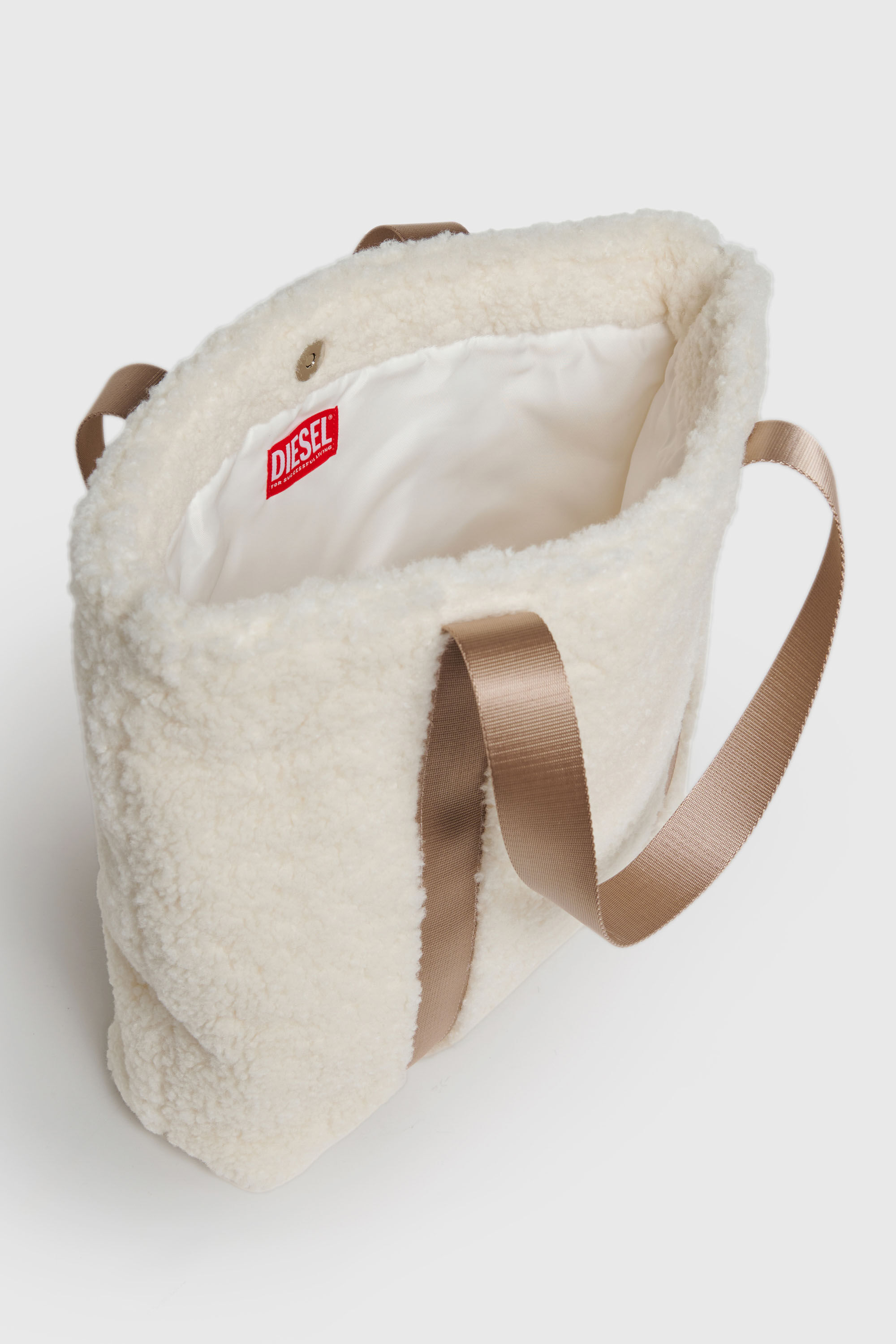 Diesel - WIXA, WIXA - Bolso tote de borreguito Mujer in Blanco - 4