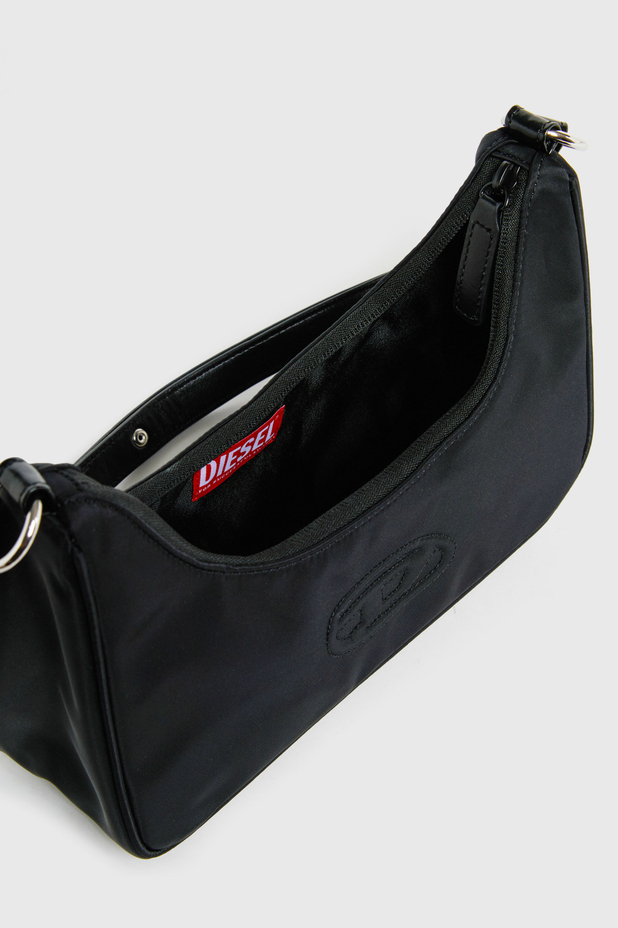 Diesel - WUNSY, WUNSY - Bolso de nylon con logo Oval D Mujer in Negro - 4