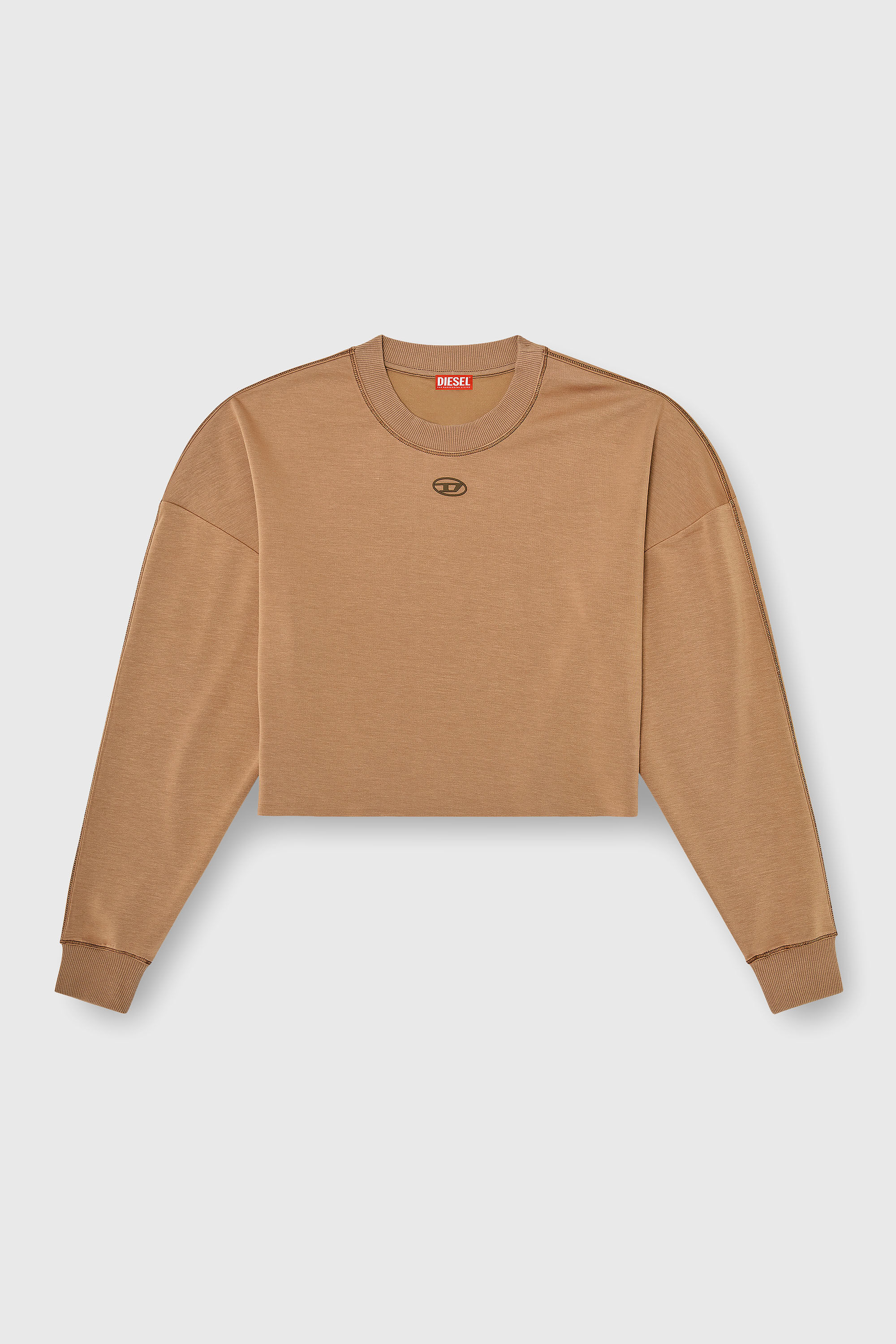 Diesel - BLAKE-UTLT, Crop top en scuba stretch ligero Mujer in Marr&oacute;n - 2