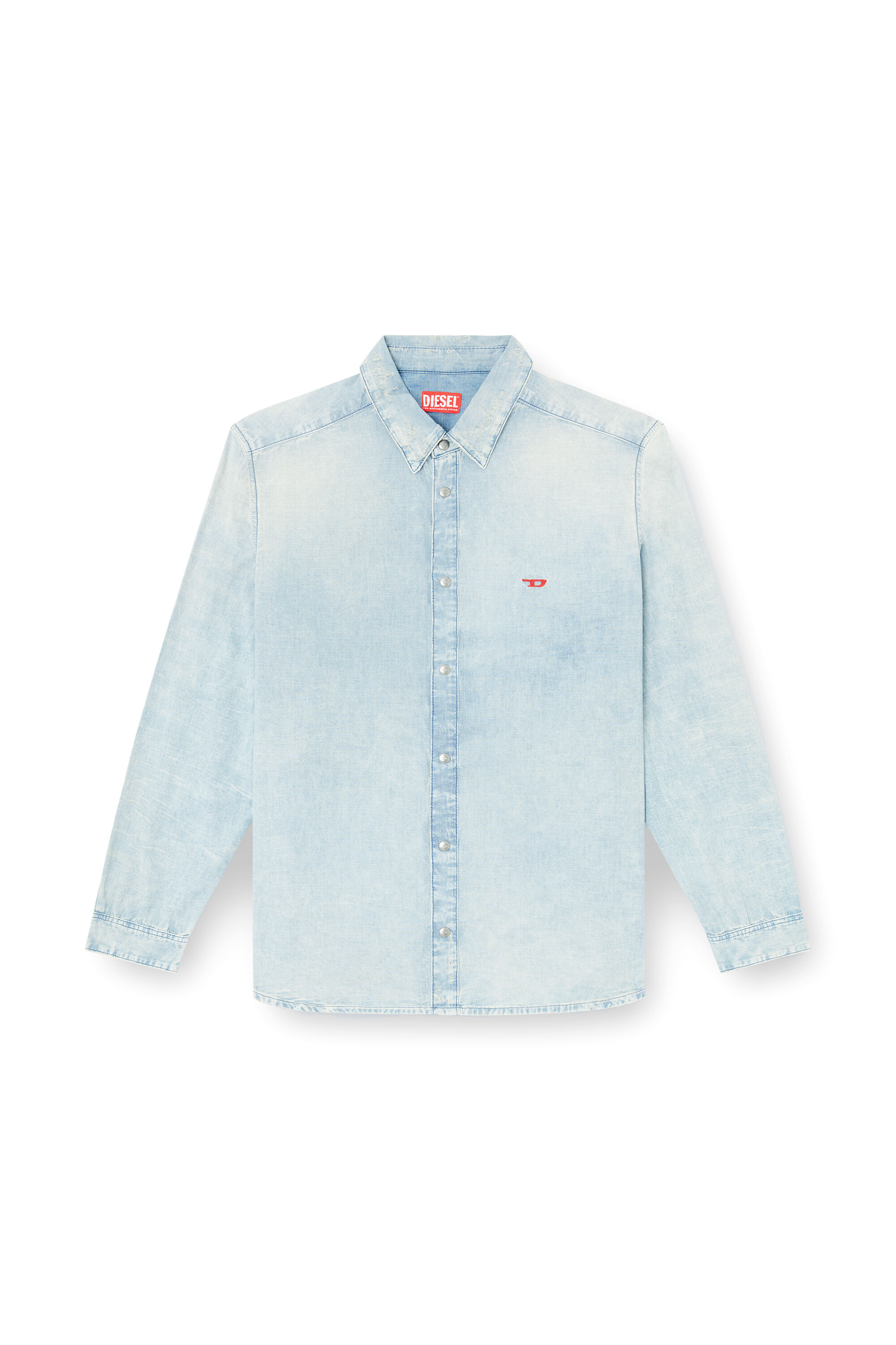 Diesel - D-SIMPLY, Camisa de denim con efecto blanqueado Hombre in Azul marino - 2