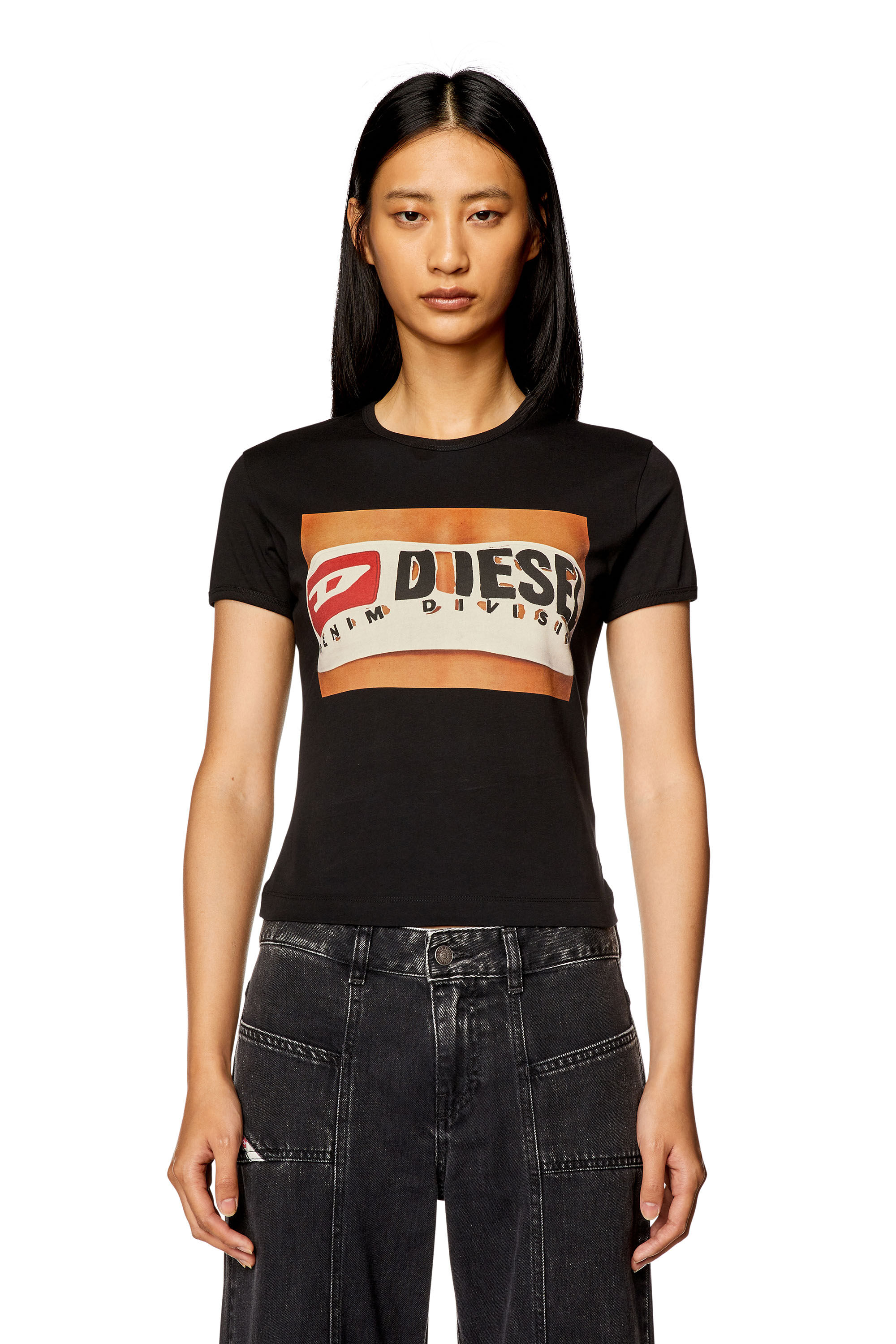 Diesel - T-UNCUTIE-LONG-N17, Camiseta con estampado de un top bandeau de Diesel Mujer in Negro - 2