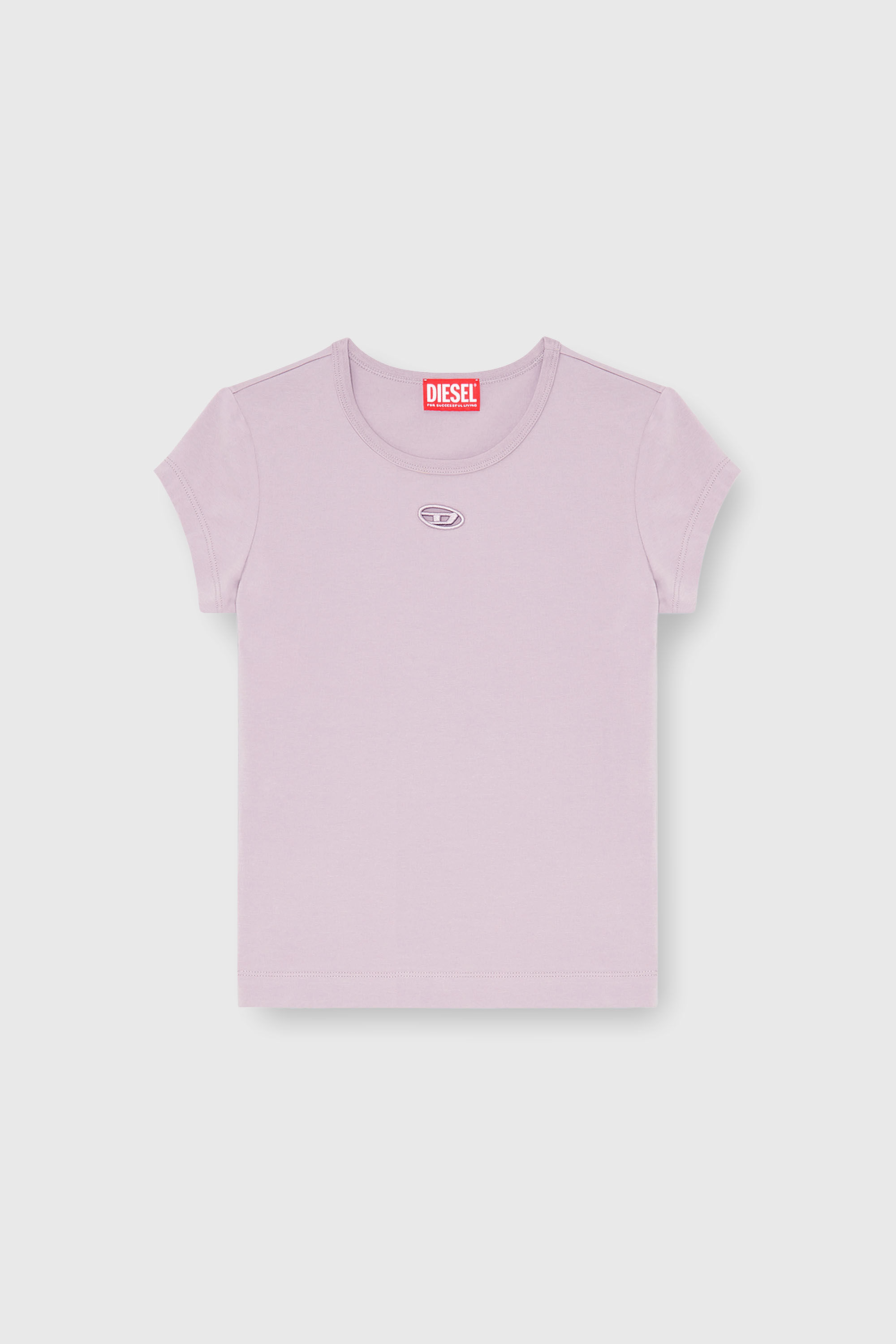 Diesel - T-ANGIE-OD, Camiseta con logotipo bordado con abertura Mujer in Morado - 2