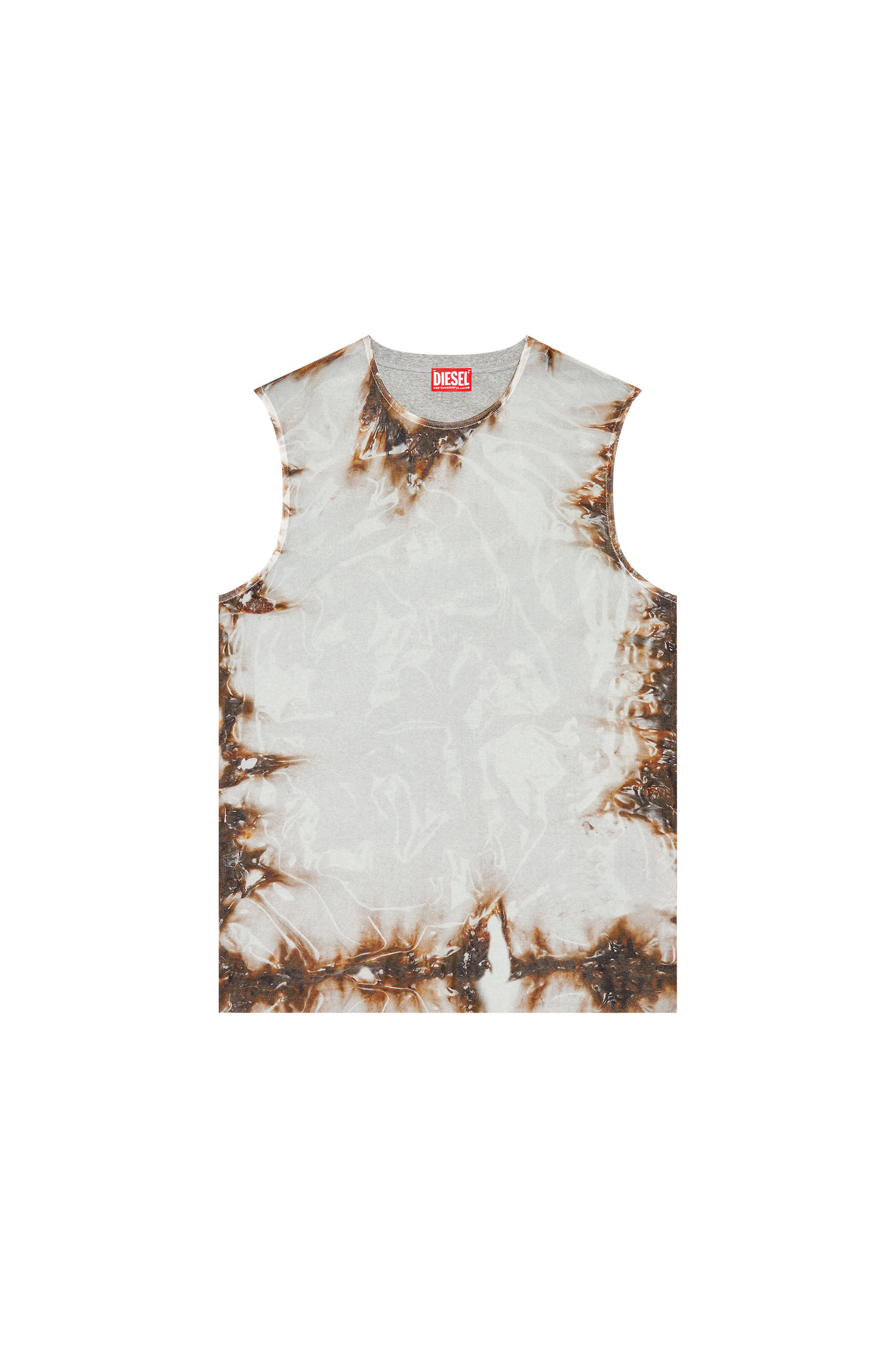 Diesel - T-BISCO-BURN-ART, Top de tul con estampado de plástico en llamas Hombre in Multicolor - 2