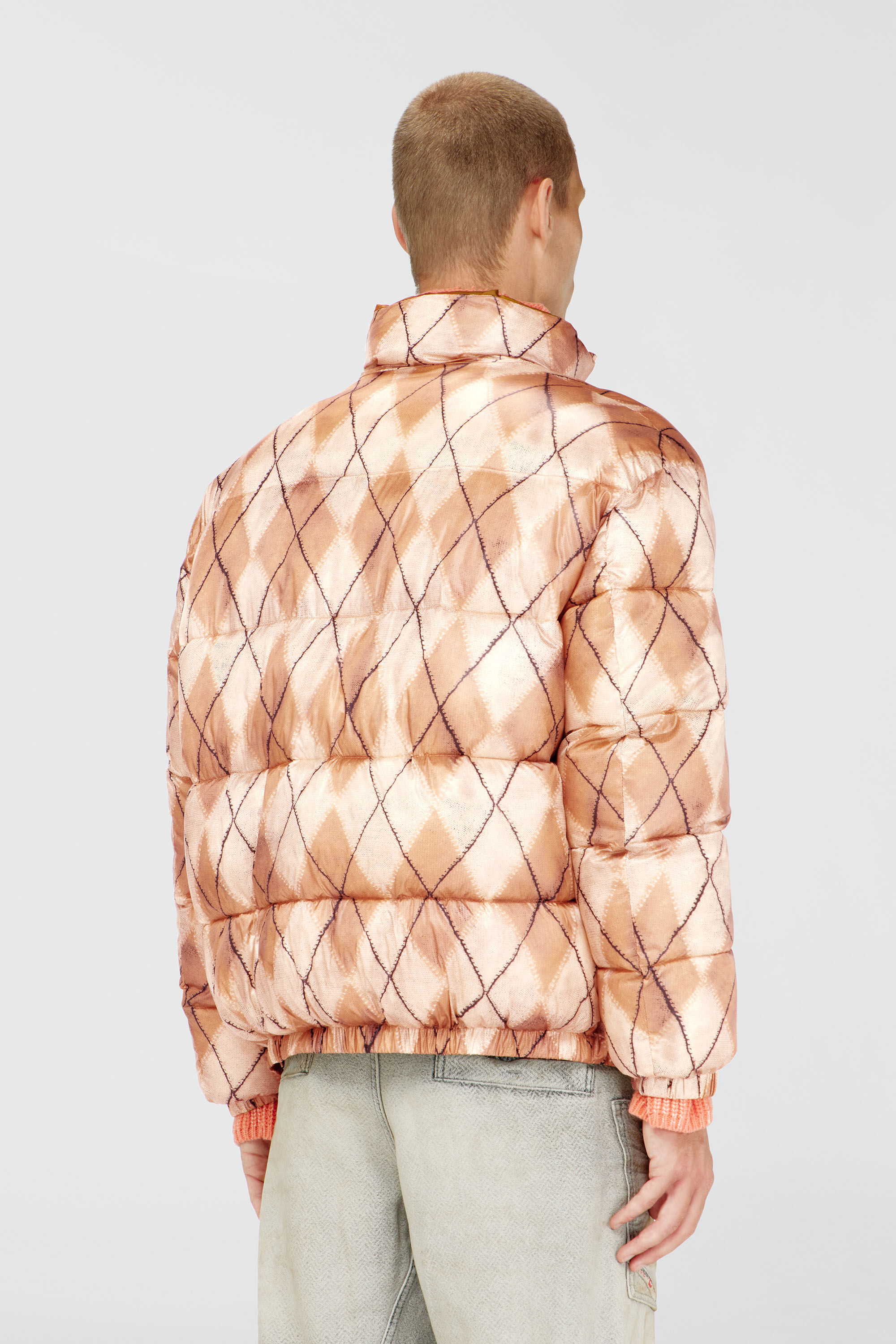 Diesel - W-BOURB-DLCK, Chaqueta puffer reversible con estampado argyle Hombre in Multicolor - 4