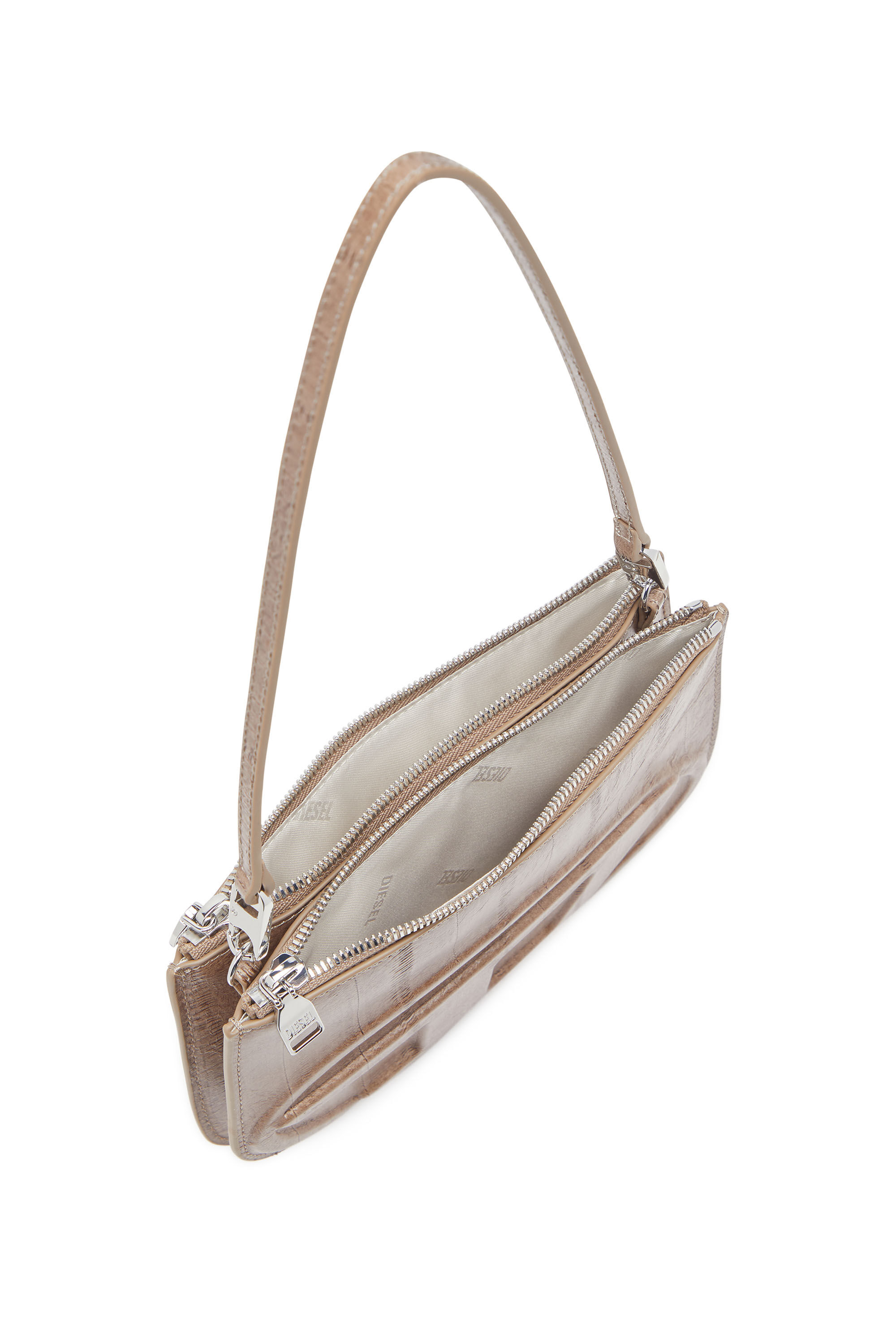 Diesel - 1DR TWIN, 1DR Twin-Bolso de hombro con doble bolsillo en cuero estampado Mujer in Marrón - 5