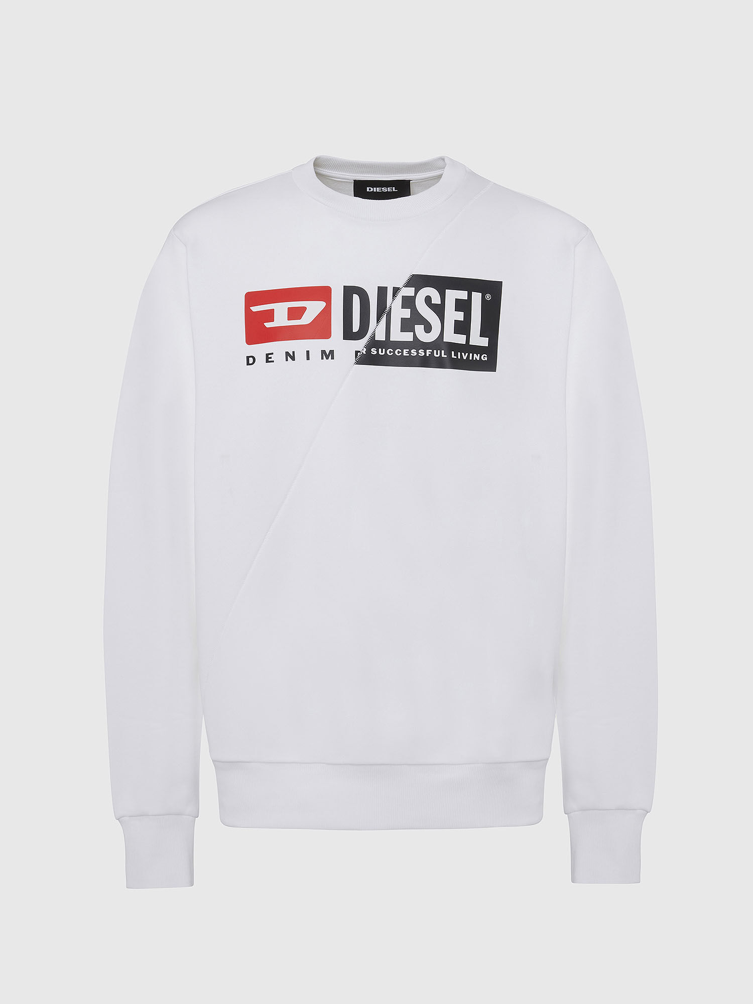 Diesel - S-GIRK-CUTY, Sudadera con estampado de logotipo doble Hombre in Blanco - 2