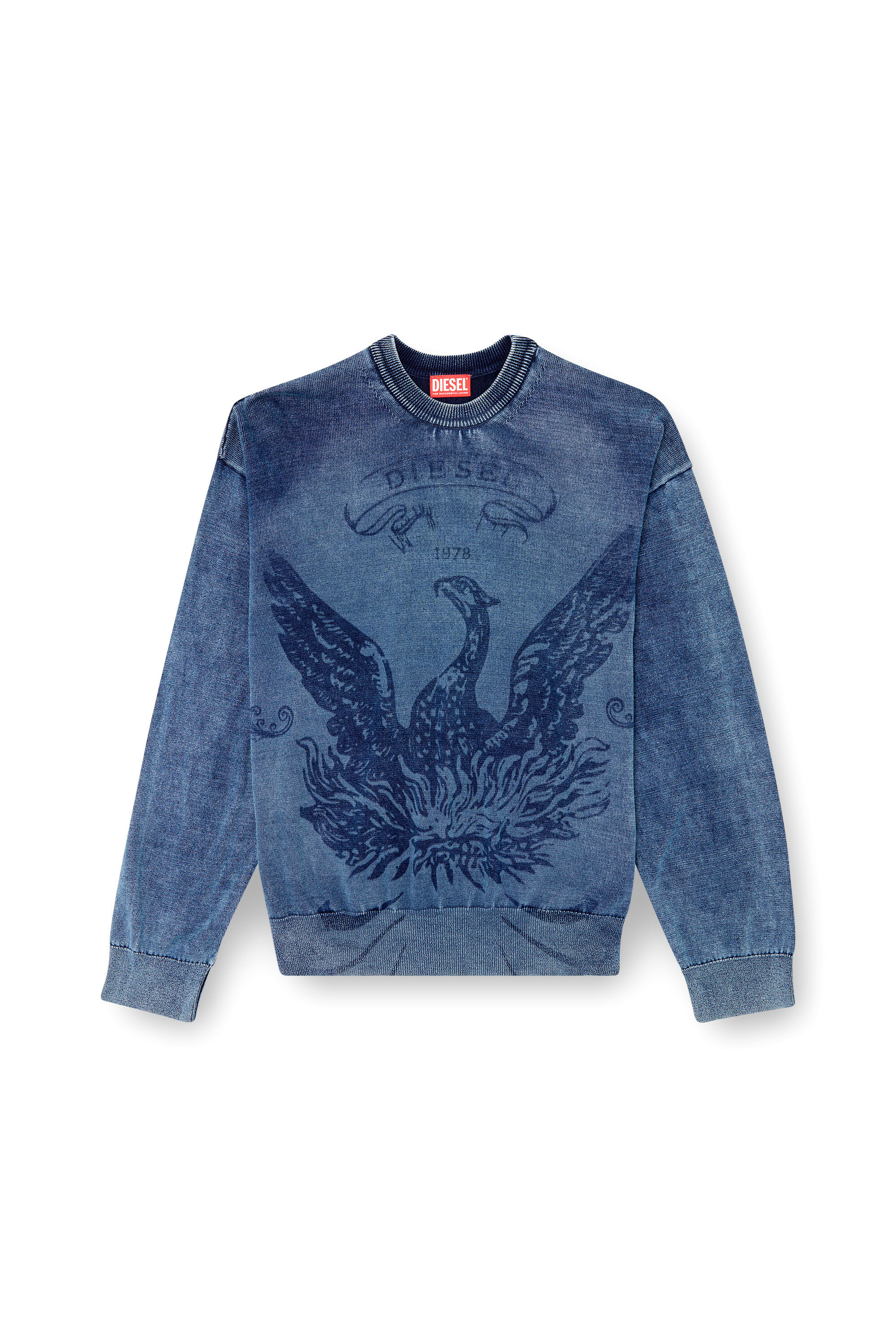 Diesel - K-FENICOL, Suéter índigo con logotipo Phoenix Hombre in Azul marino - 2