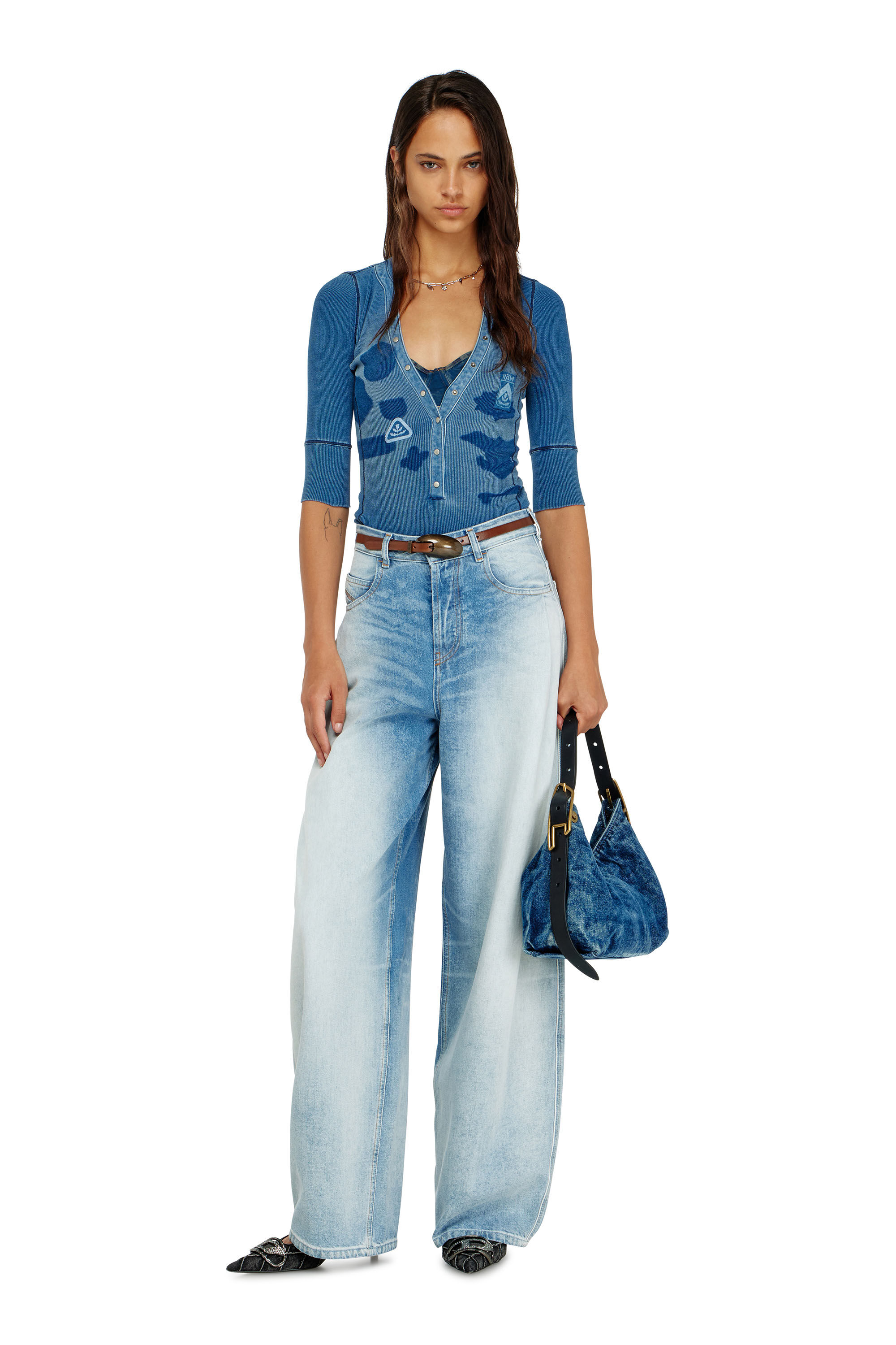 Diesel - T-EREME, Top henley con efecto shadow-patch Mujer in ToBeDefined - 1