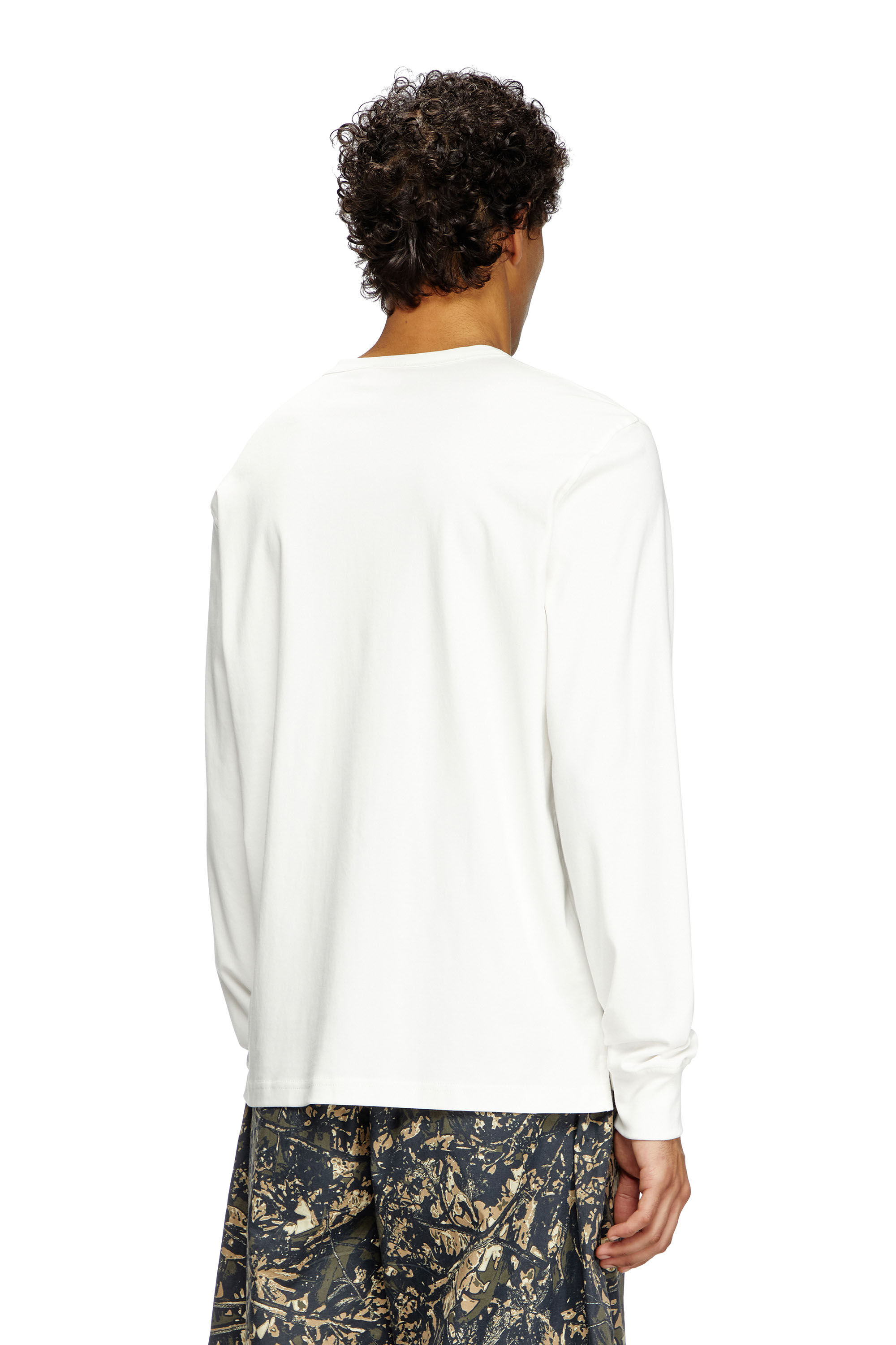Diesel - T-ADJUST-LS-SLITS-R17, Camiseta de manga larga con logotipo bordado Hombre in Blanco - 4