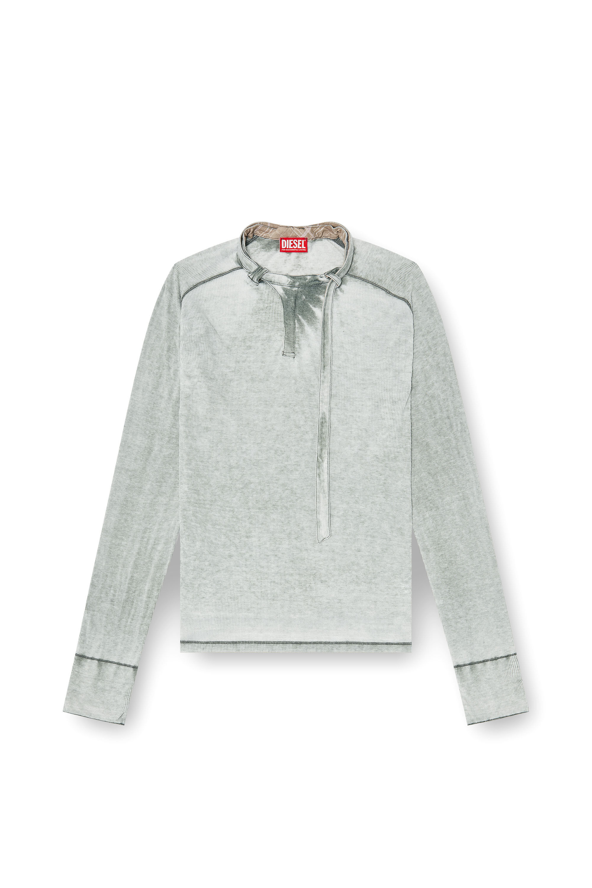 Diesel - T-GOHAN, Top de canal&eacute; de jersey con tira tipo biker en el cuello Hombre in Gris - 2