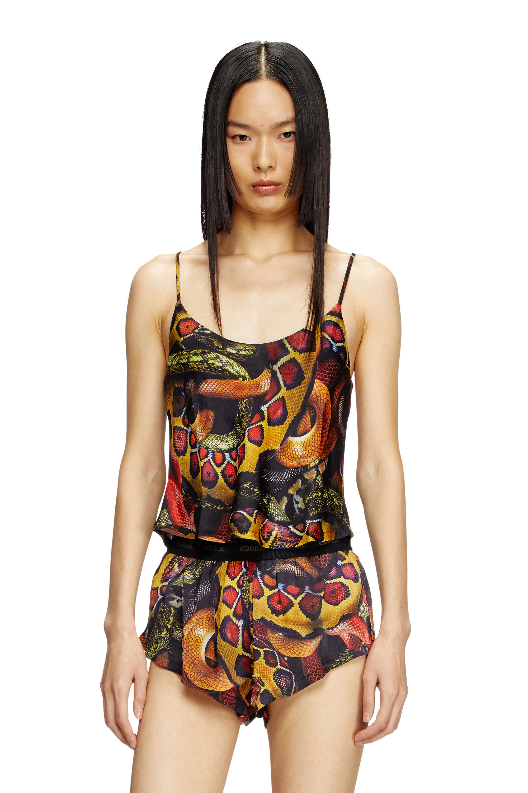 Diesel - SET-IVONE-SNAKE, Conjunto de pijama de satén con estampado de serpiente Mujer in Multicolor - 3