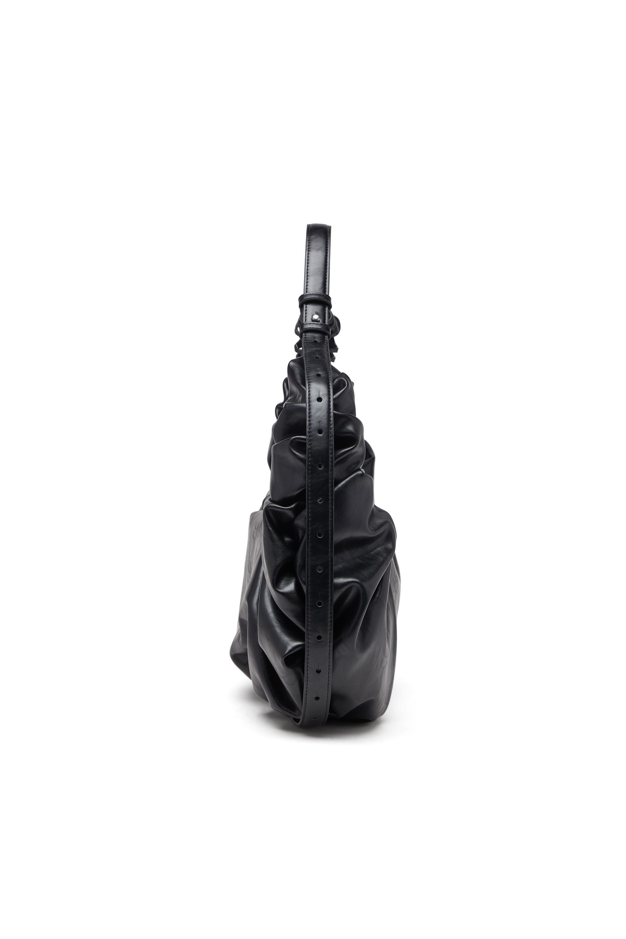 Diesel - GRAB-D HOBO L, Bolso hobo grande fruncido en PU brillante Mujer in Negro - 4
