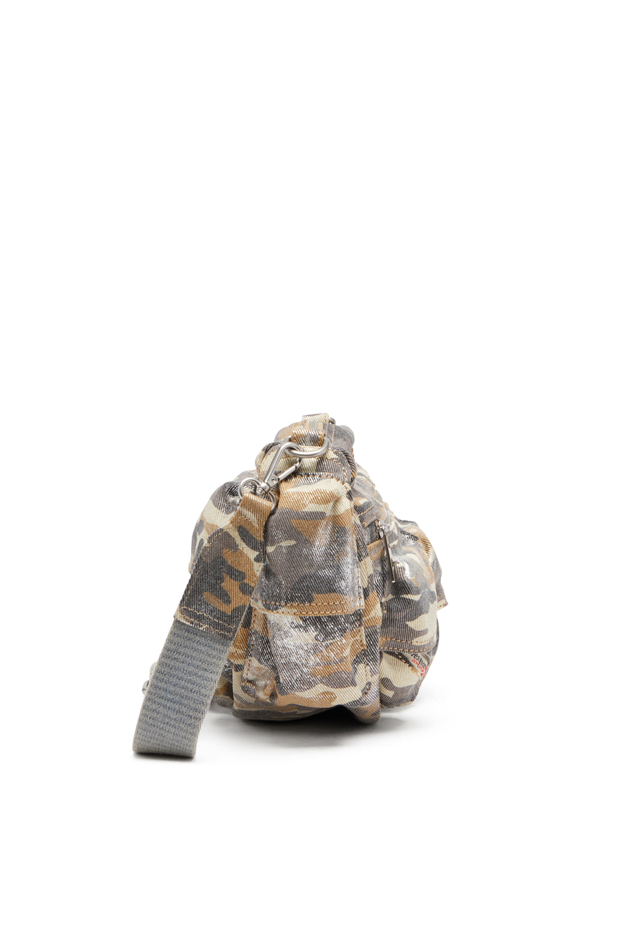 Diesel - MULTI-PKTS SHOULDER BAG X, Multi-Pkts-Bolsa con múltiples bolsillos en sarga de camuflaje metalizado Mujer in Multicolor - 4