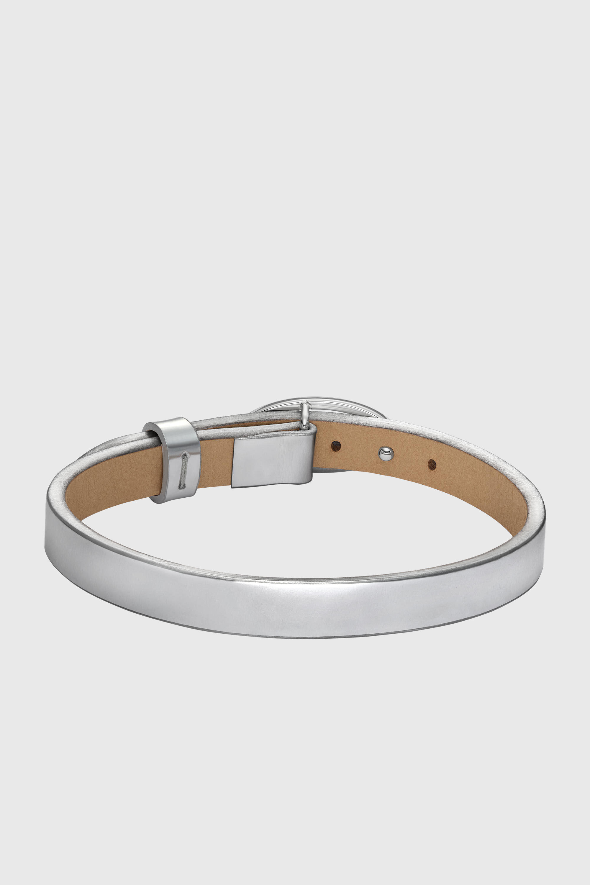 Diesel - DX1518040, Pulsera apilable de cuero plateado Unisex in Plateado - 2