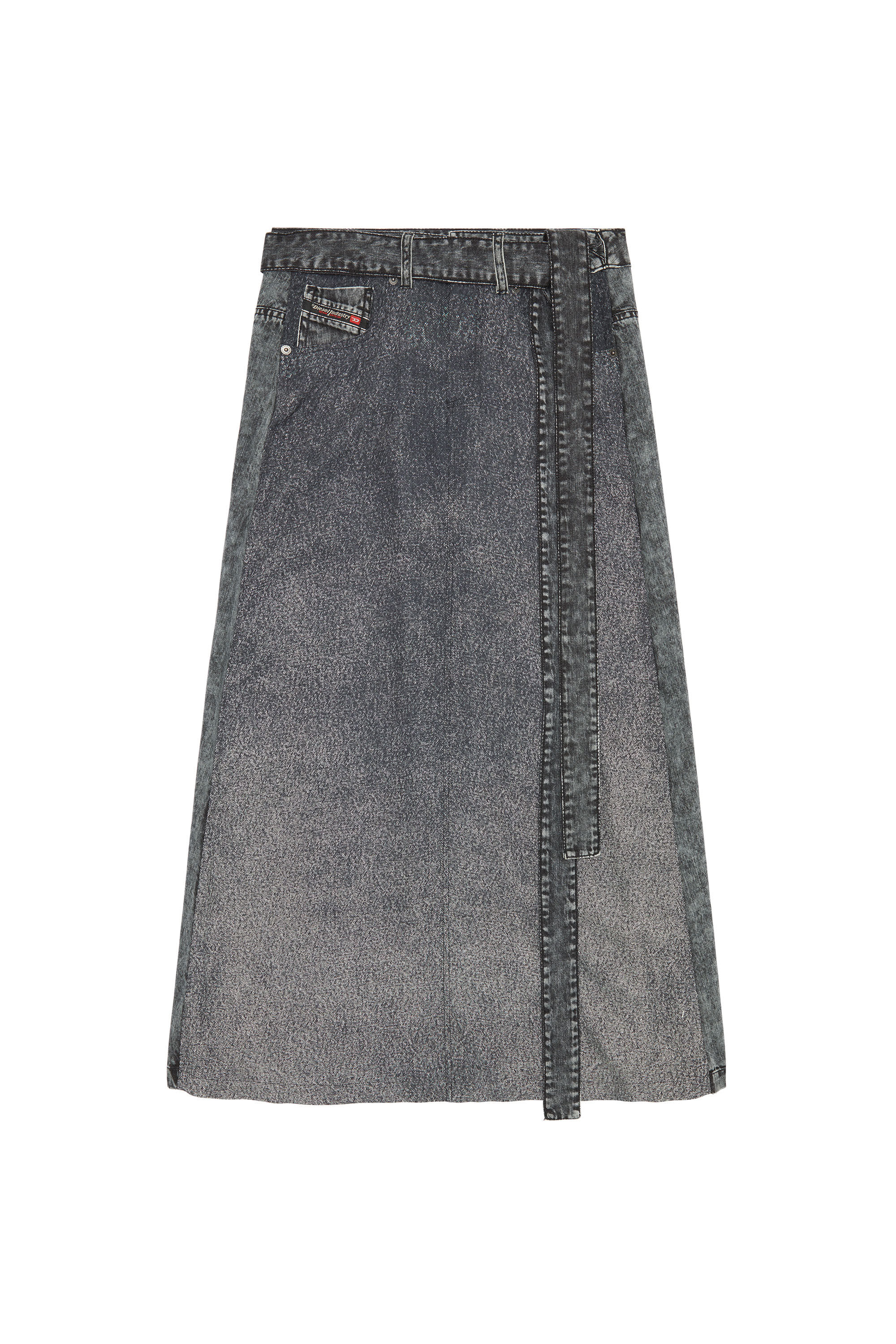 Diesel - O-TINA, Falda de sarga con estampado en denim de trampantojo Mujer in Negro - 2
