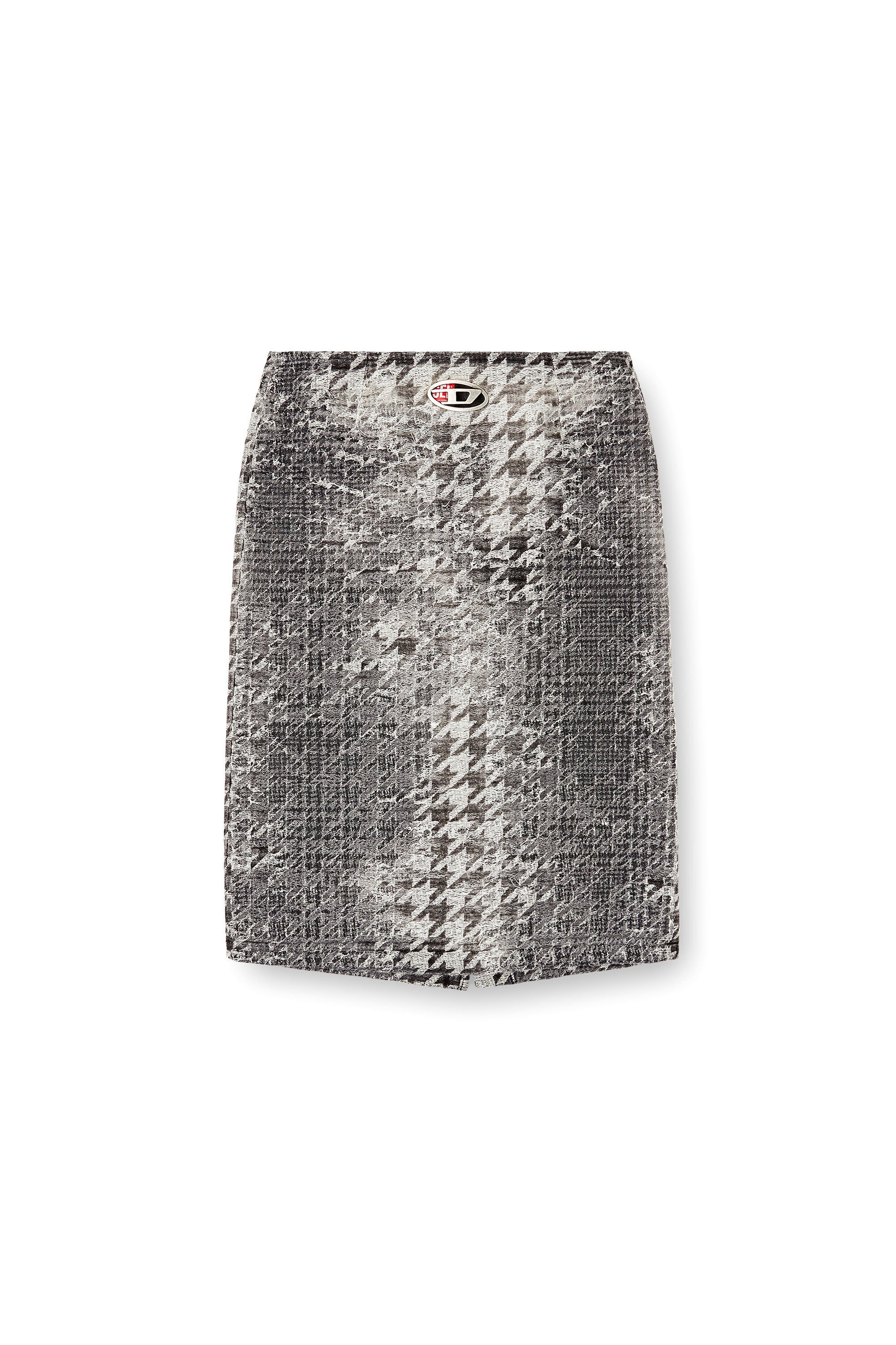 Diesel - DE- RATHIAN-FSH, Falda midi en jacquard de denim con diseño Príncipe de Gales Mujer in Multicolor - 2