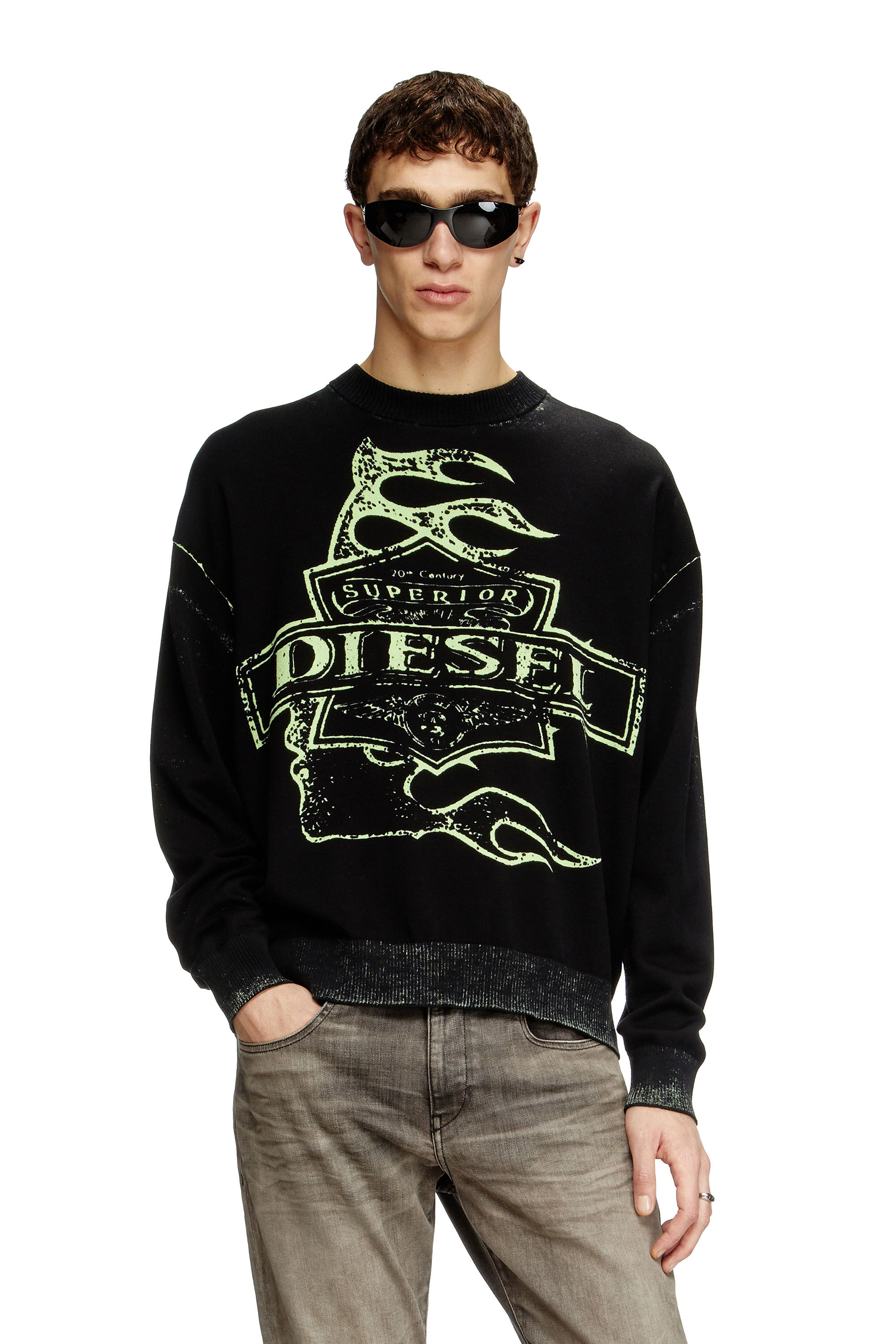 Diesel - K-BELEZ, Jersey con logotipo con estampado invertido Hombre in Negro - 3