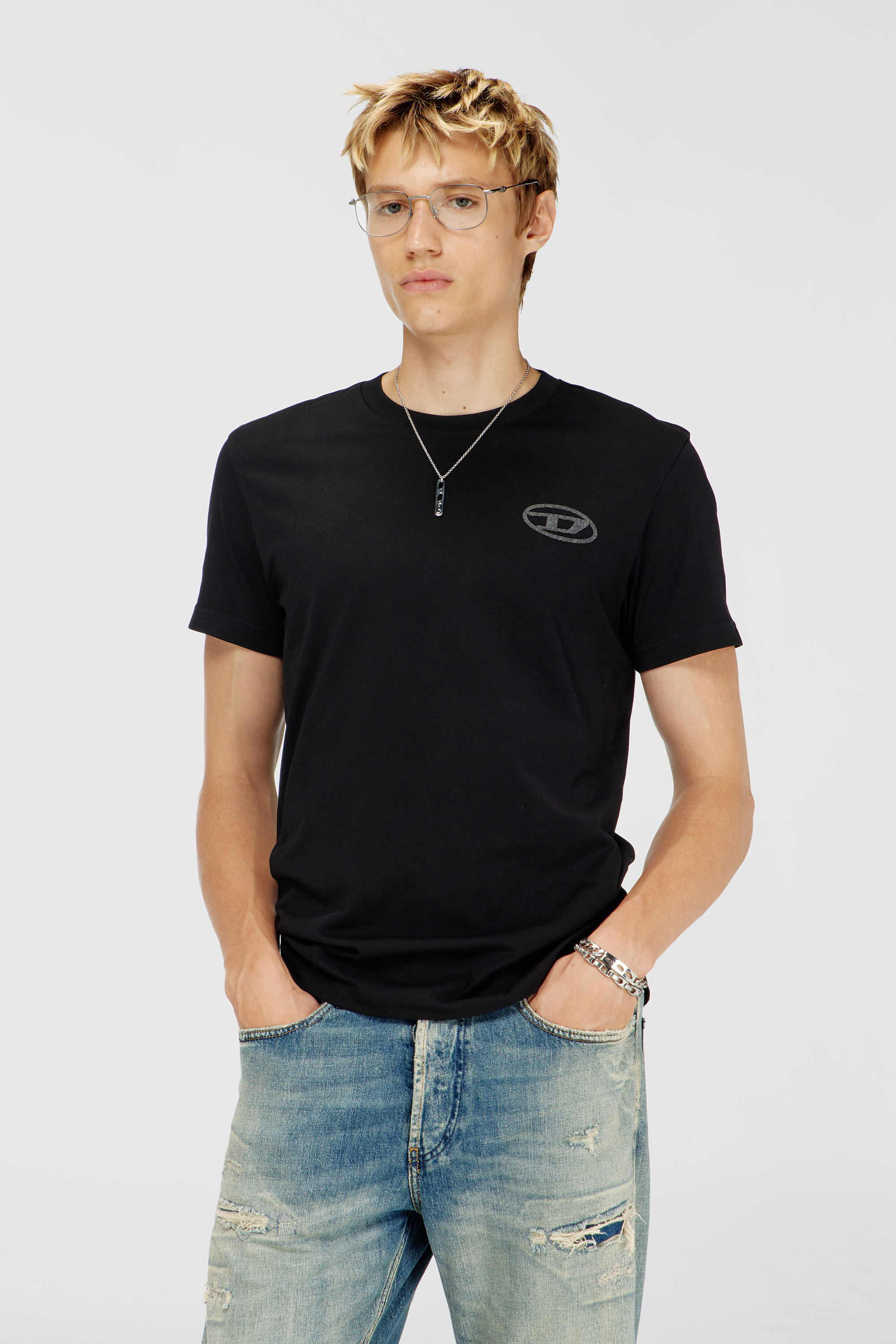 Diesel - T-DIEGO-T92, Camiseta de algod&oacute;n con logotipo Oval D Hombre in Negro - 3