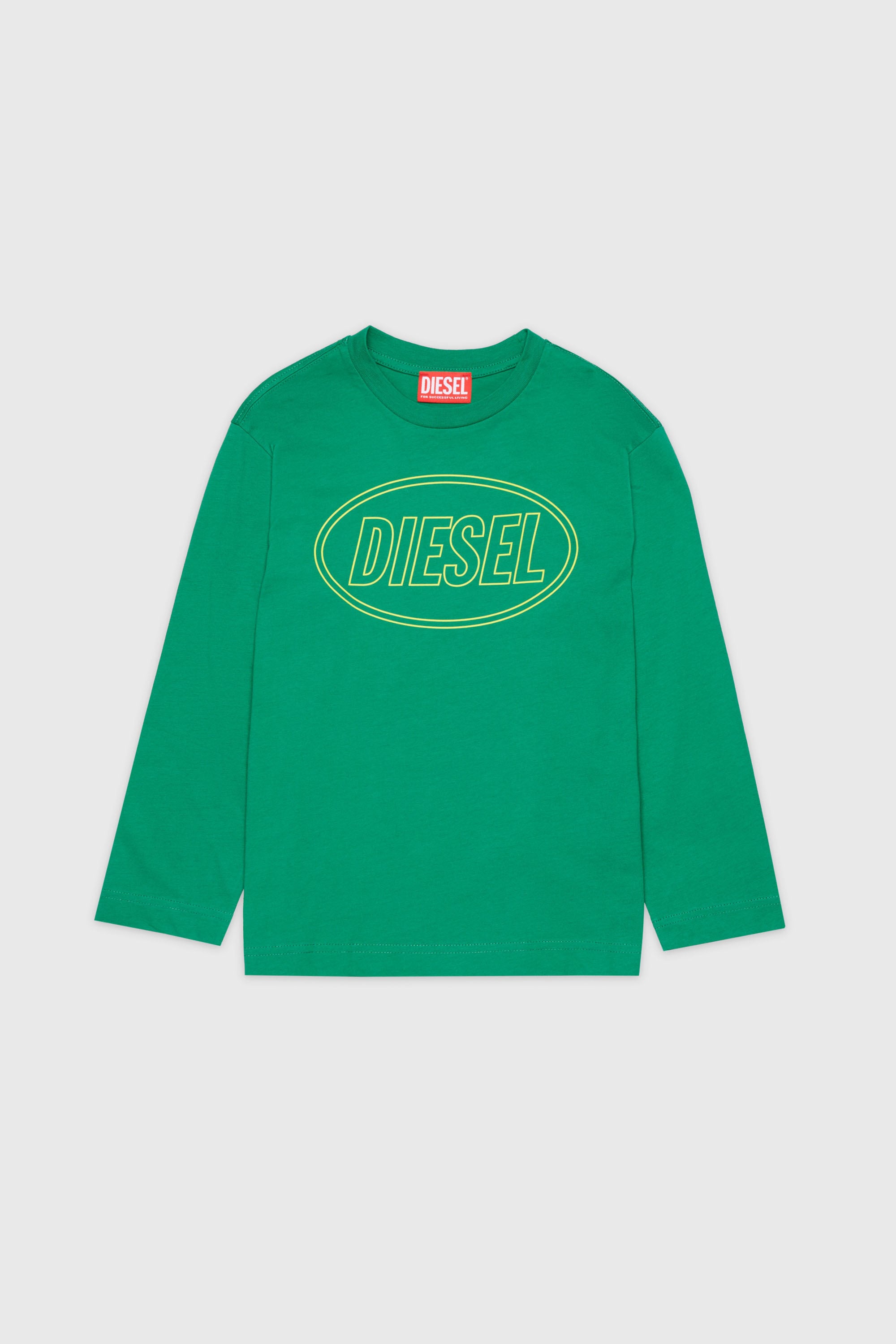 Diesel - TCIRCLELS OVER, Camiseta de manga larga con Logo Oval D Hombre in Verde - 1