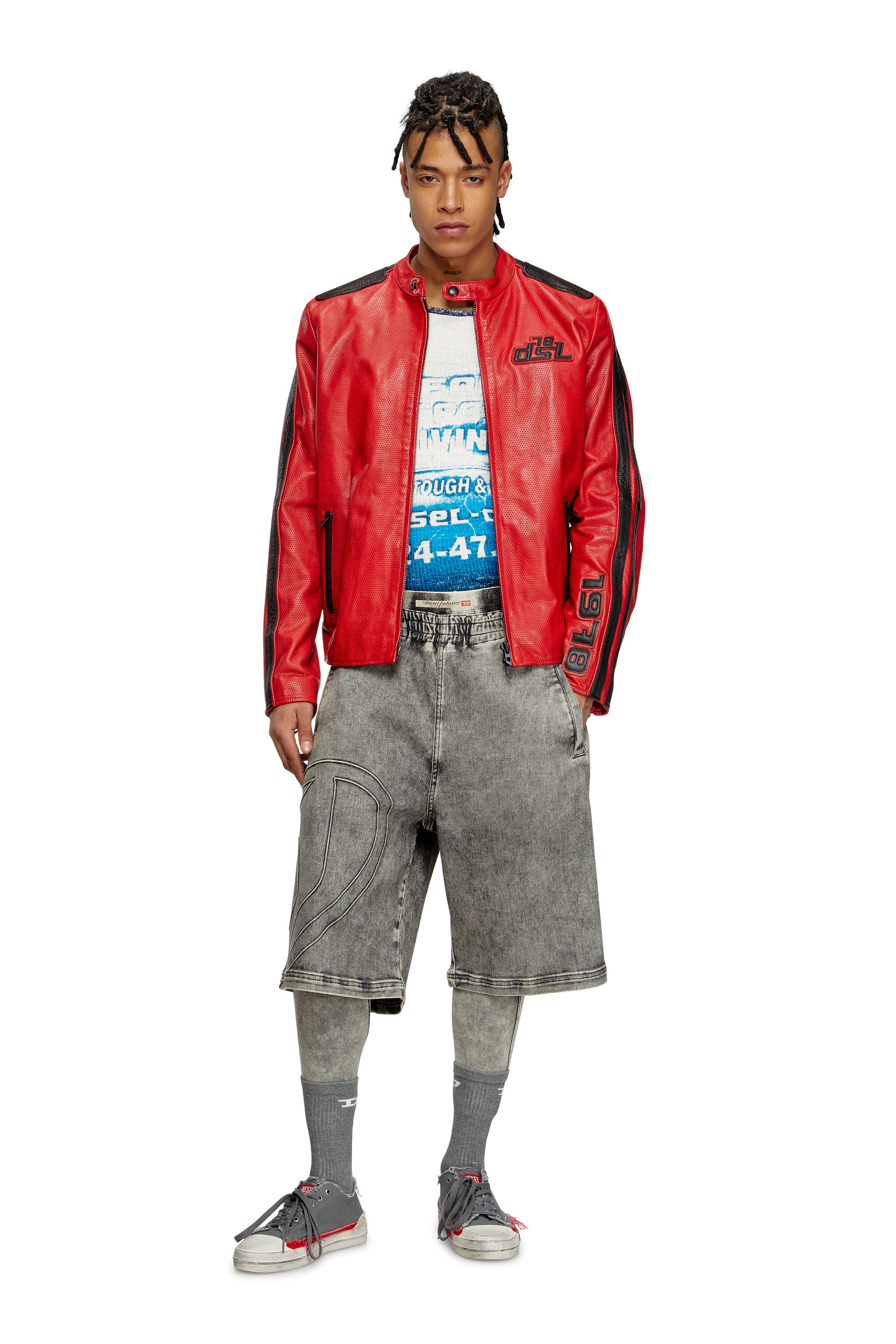 スニーカー DIESEL | S-D-VERSE LOW GRAVEL/SMOKED PEARL/RACING RED Men's S-D-Verse-Dirty-effect canvas sneakers | Multicolor