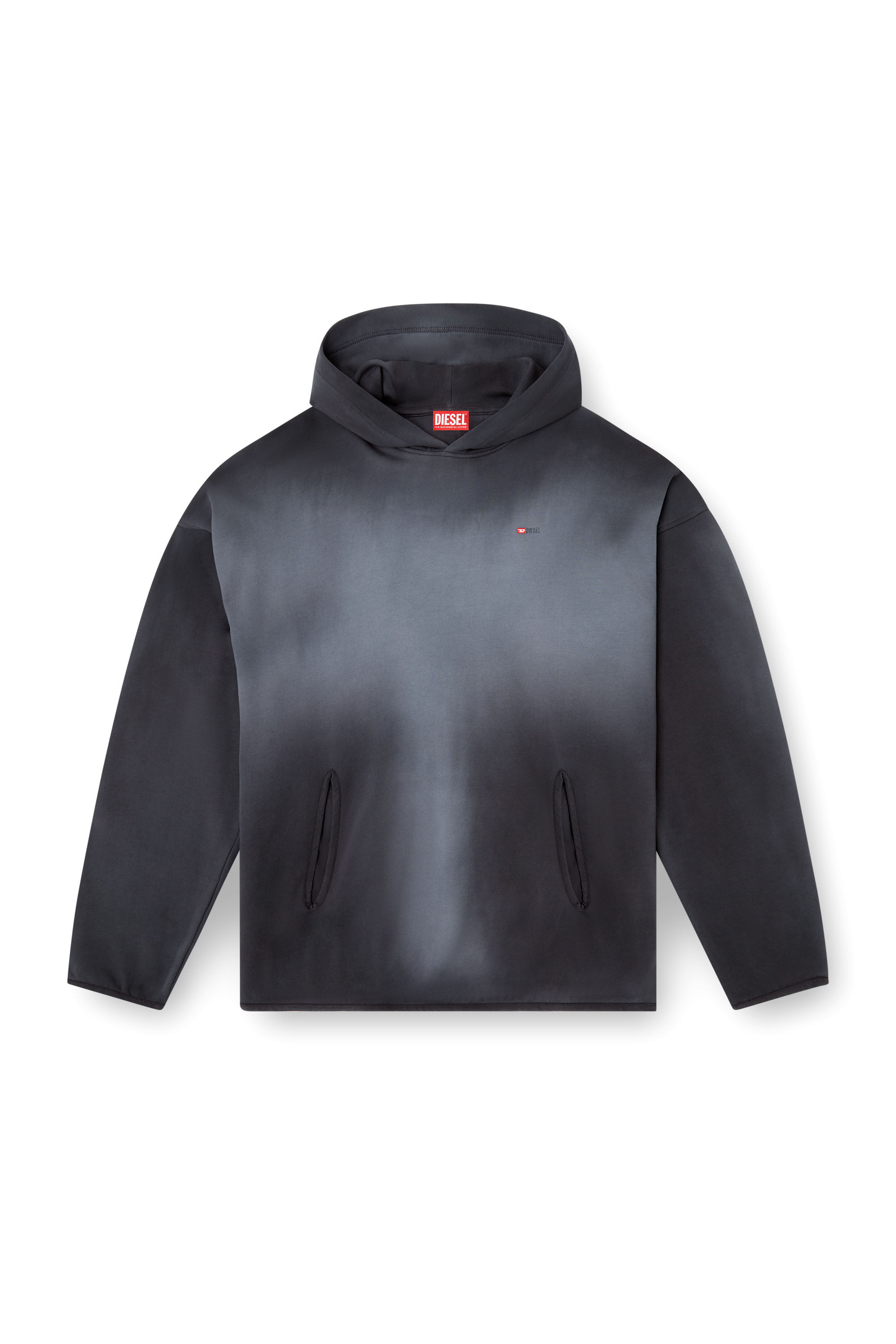 Diesel - S-EE-T1, Sudadera desteñida con capucha con logotipo micro Hombre in Negro - 2
