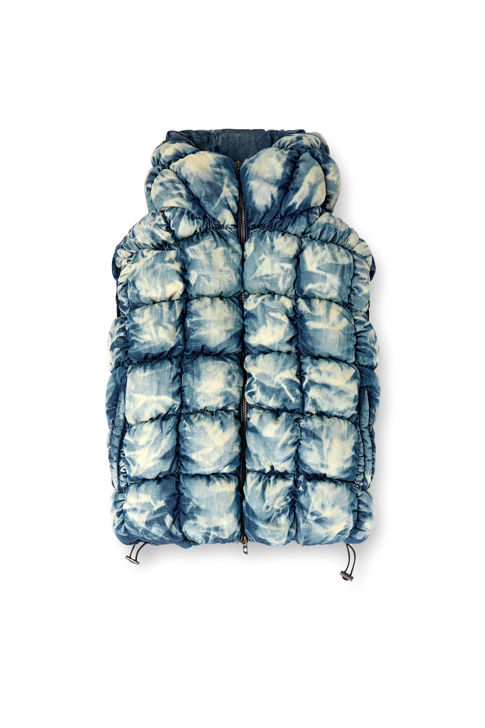 Diesel - W-THYS, Chaleco puffer en denim tie-dye Unisex in Azul marino - 2