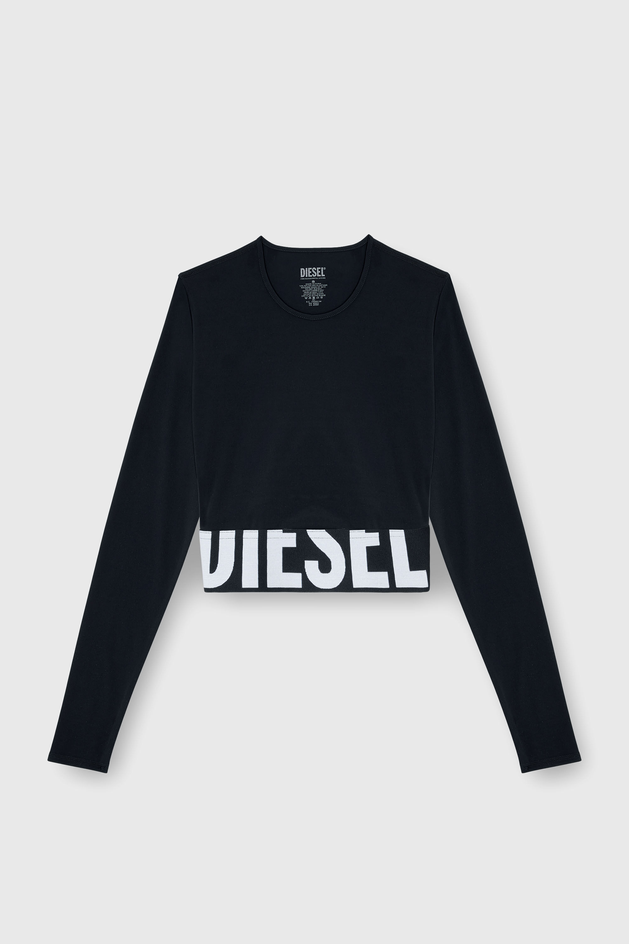 Diesel - MELISSA-D-POP, Top corto de microfibra con logotipo recortado Mujer in Negro - 2