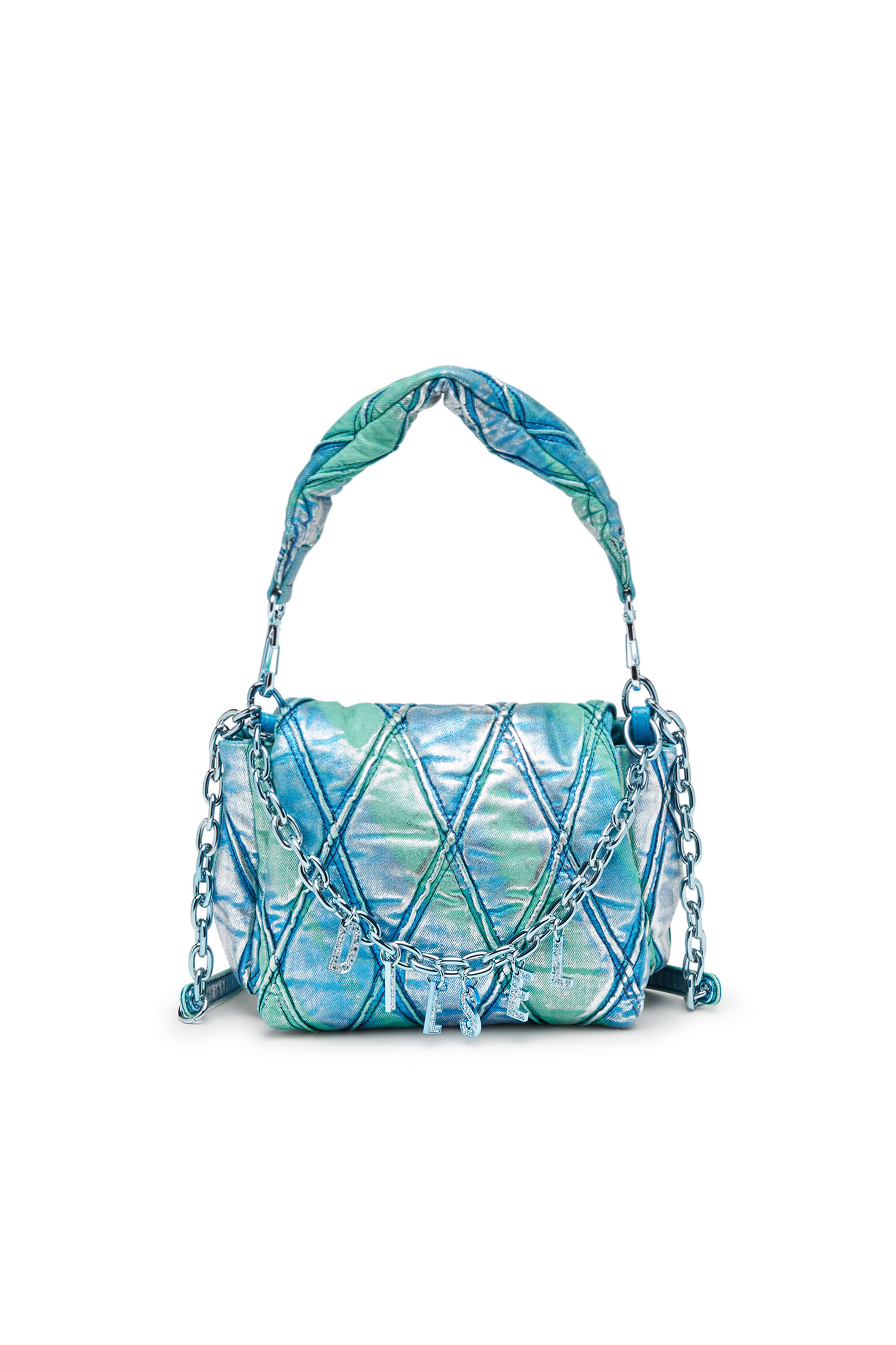 Charm D S Bolso de mano pequeno de denim colorido acolchado Mujer Azul marino Diesel