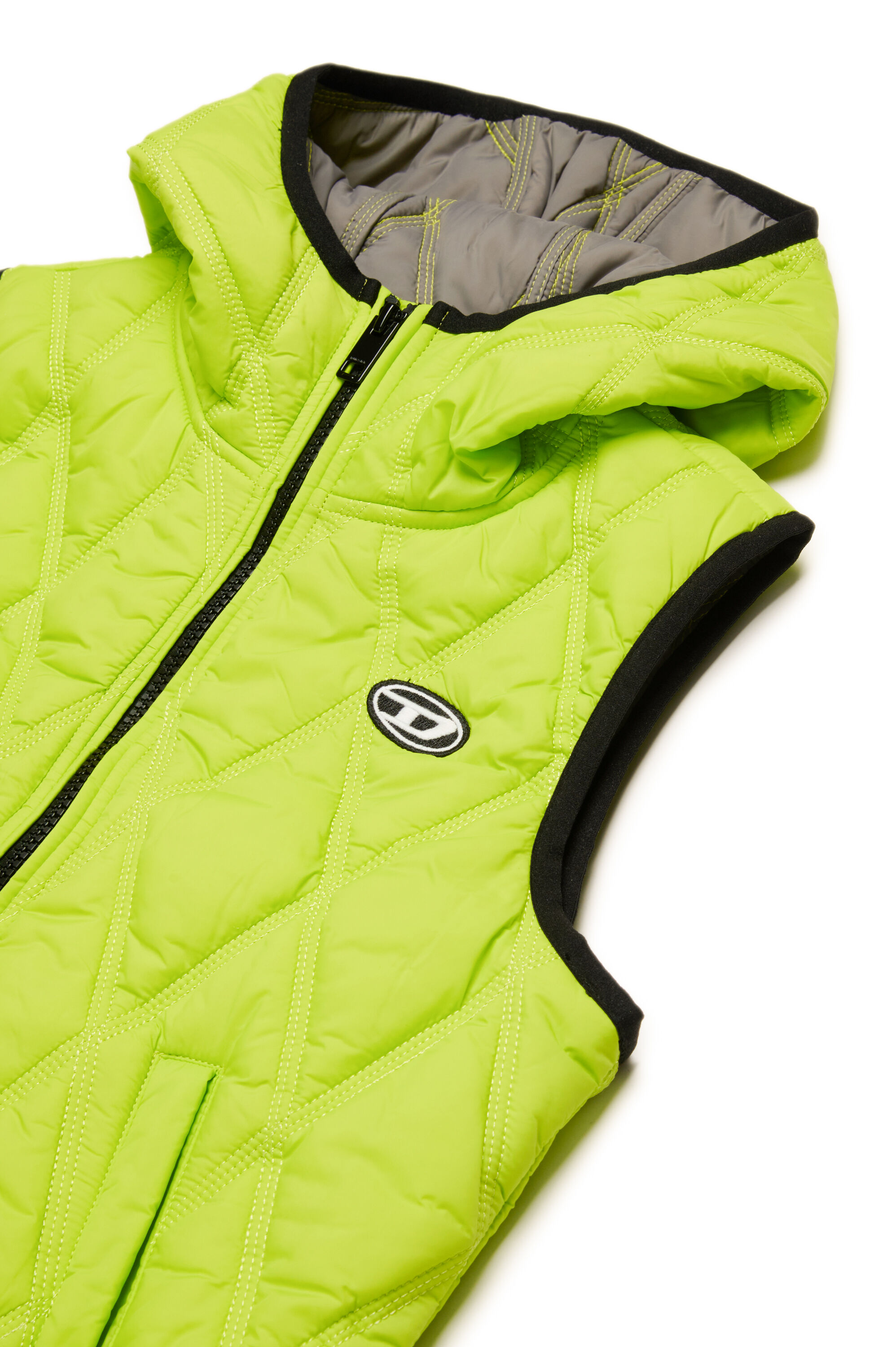 Diesel - JFOSSIR, Chaleco acolchado con capucha Unisex in Verde - 3