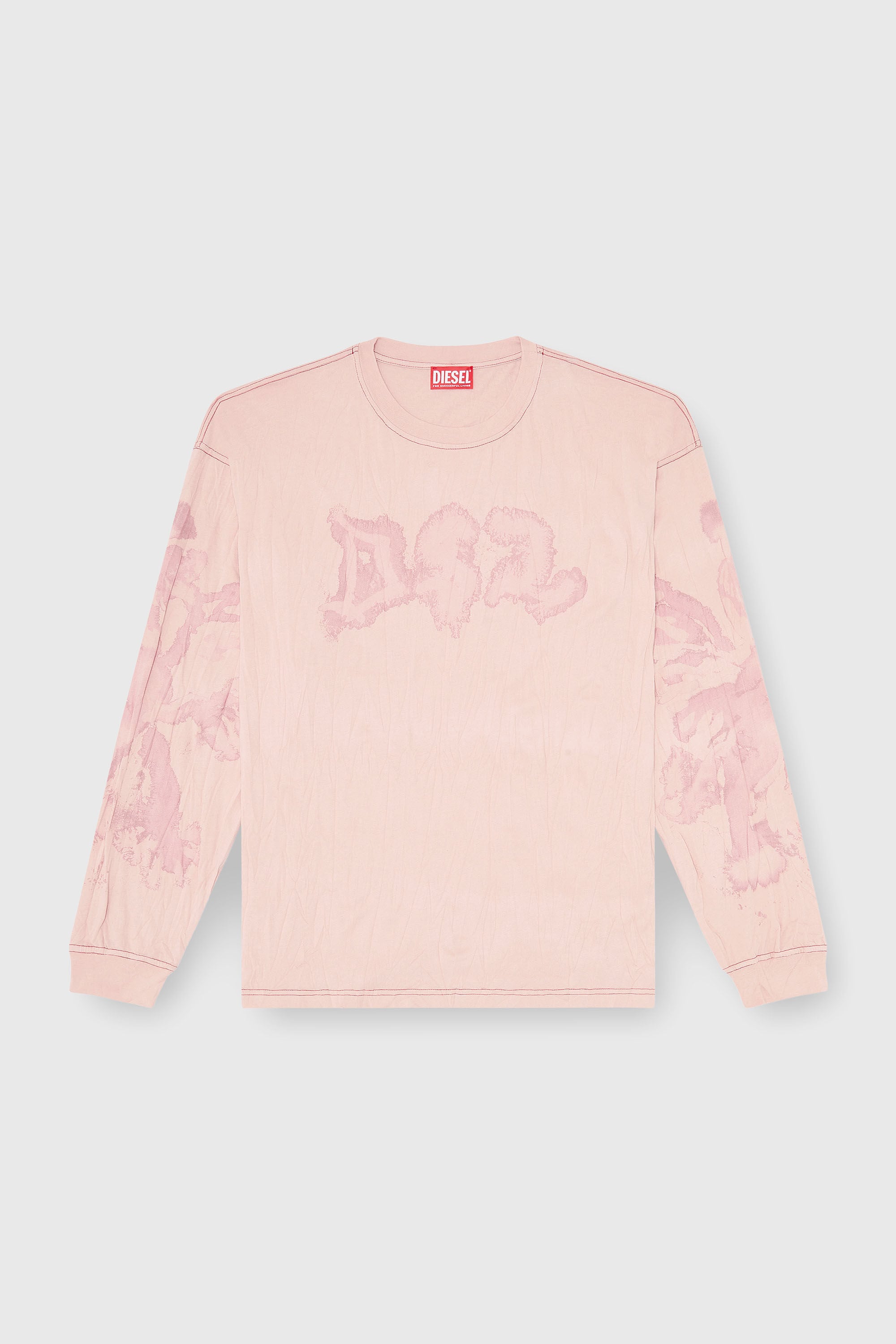 Diesel - T-BOXT-LS-AA4, Camiseta relaxed de manga larga con estampado irregular Hombre in Rosa - 2