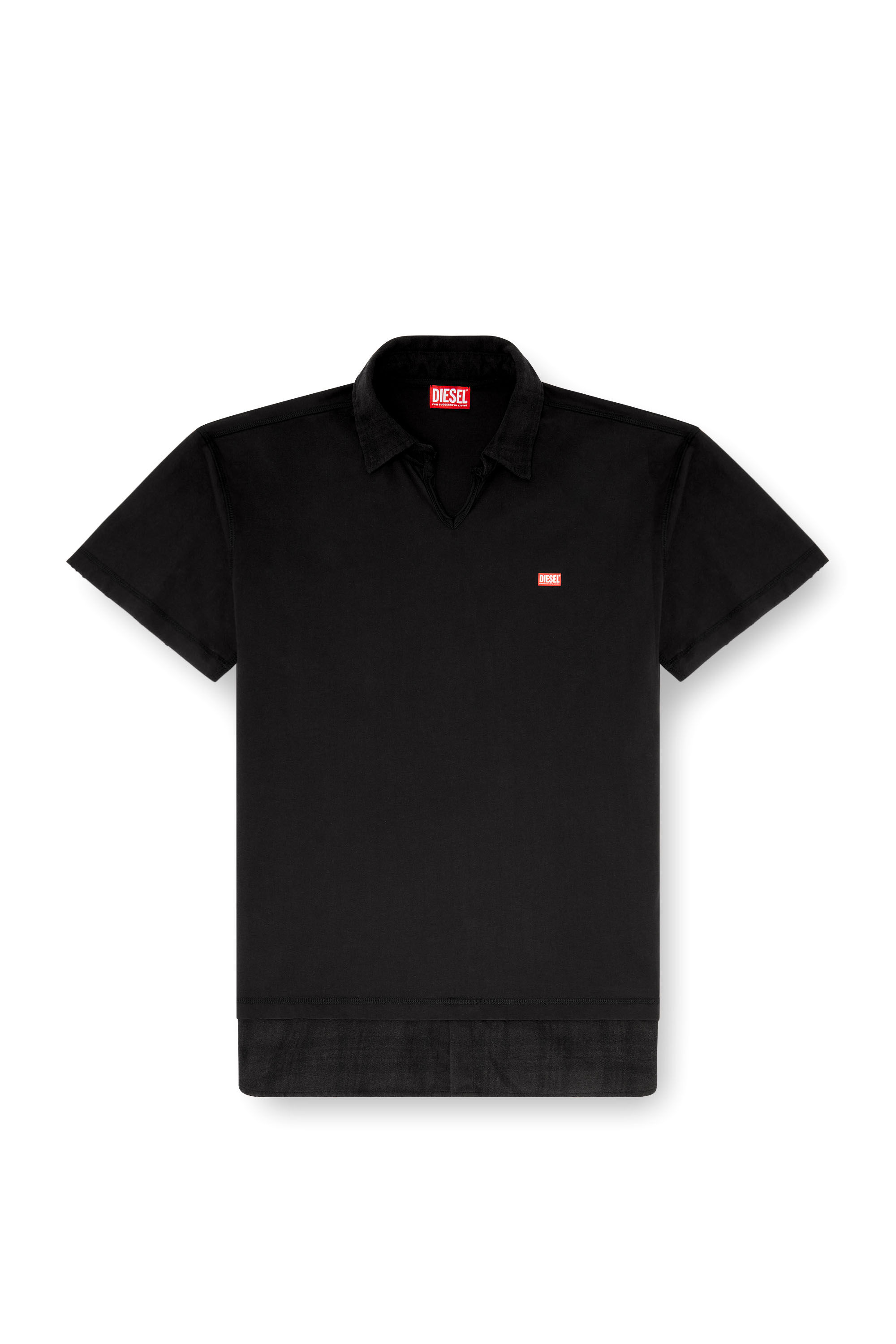 Diesel - T-ANSEL, Polo de punto con detalles de franela a cuadros Hombre in ToBeDefined - 2